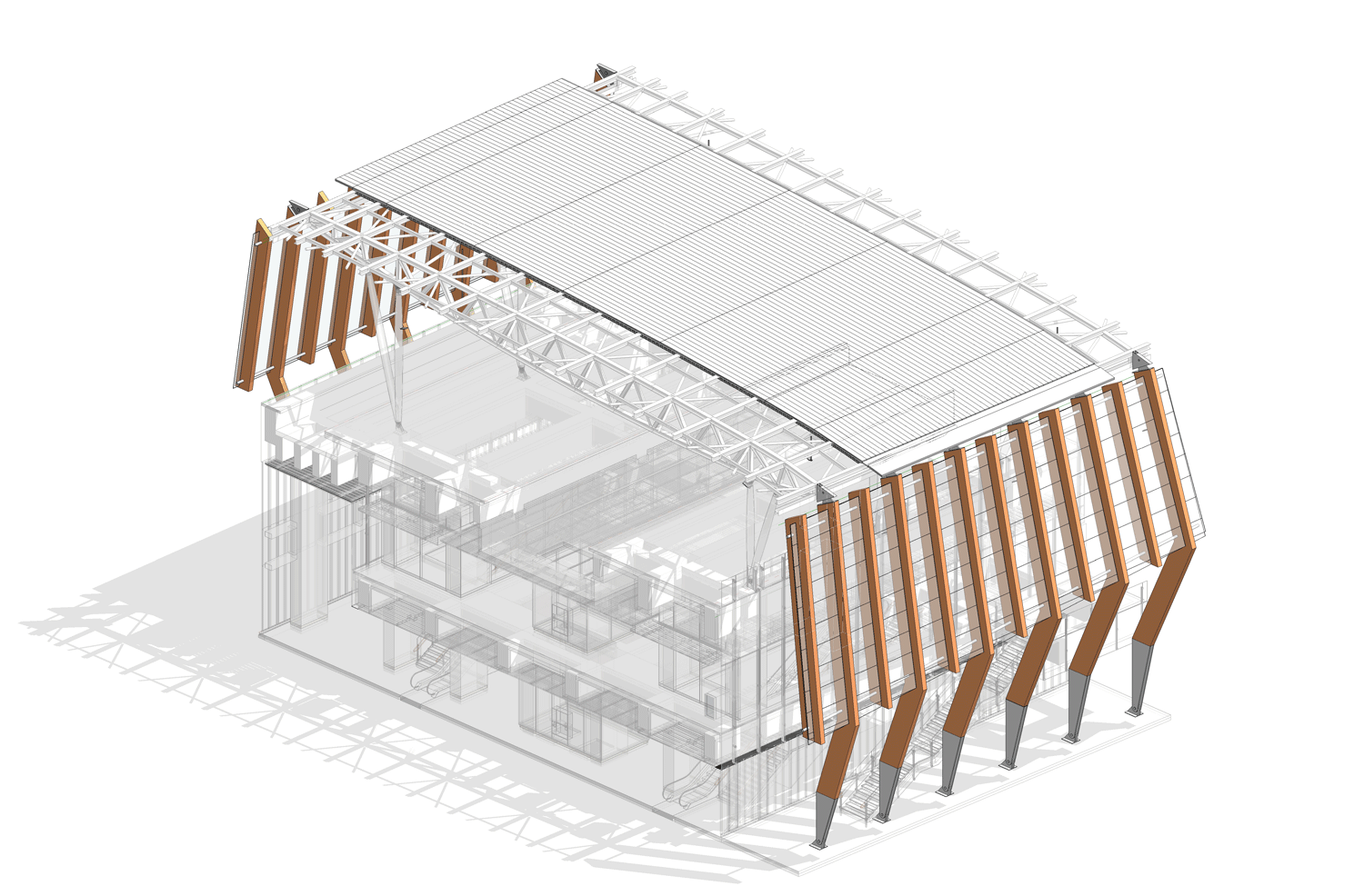 Riga HSR Station axonometry of canopy and glass envelope