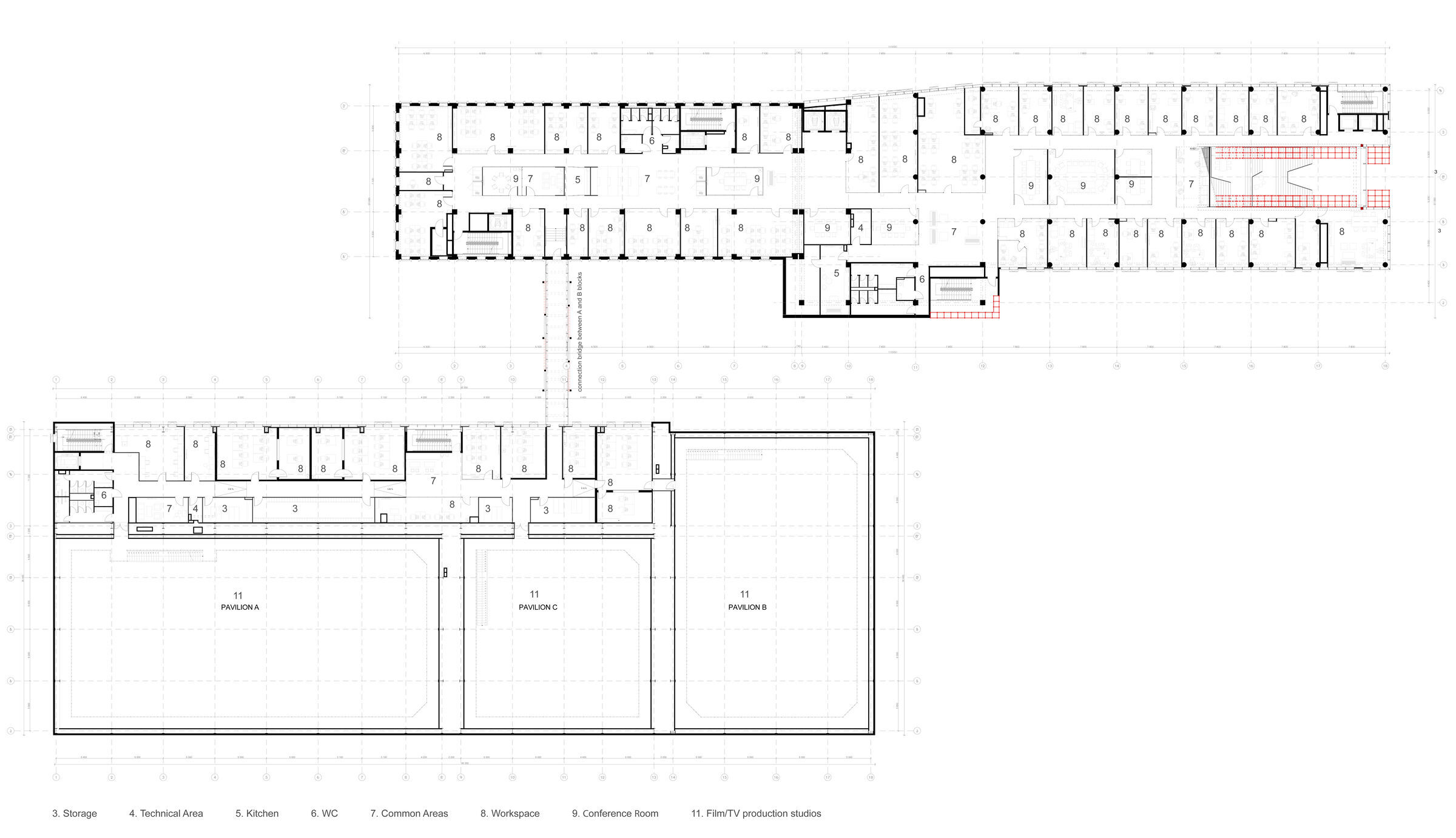 Block A and B floor plan - Main Workspaces and Film/TV Production Studios