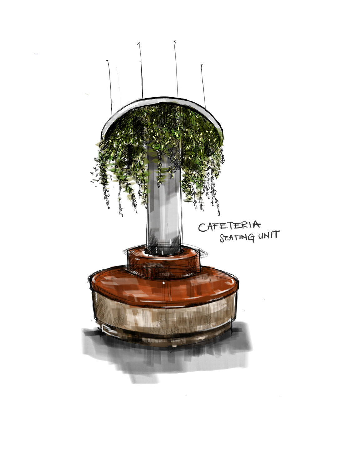 Sketch of Cafeteria Seating Unit