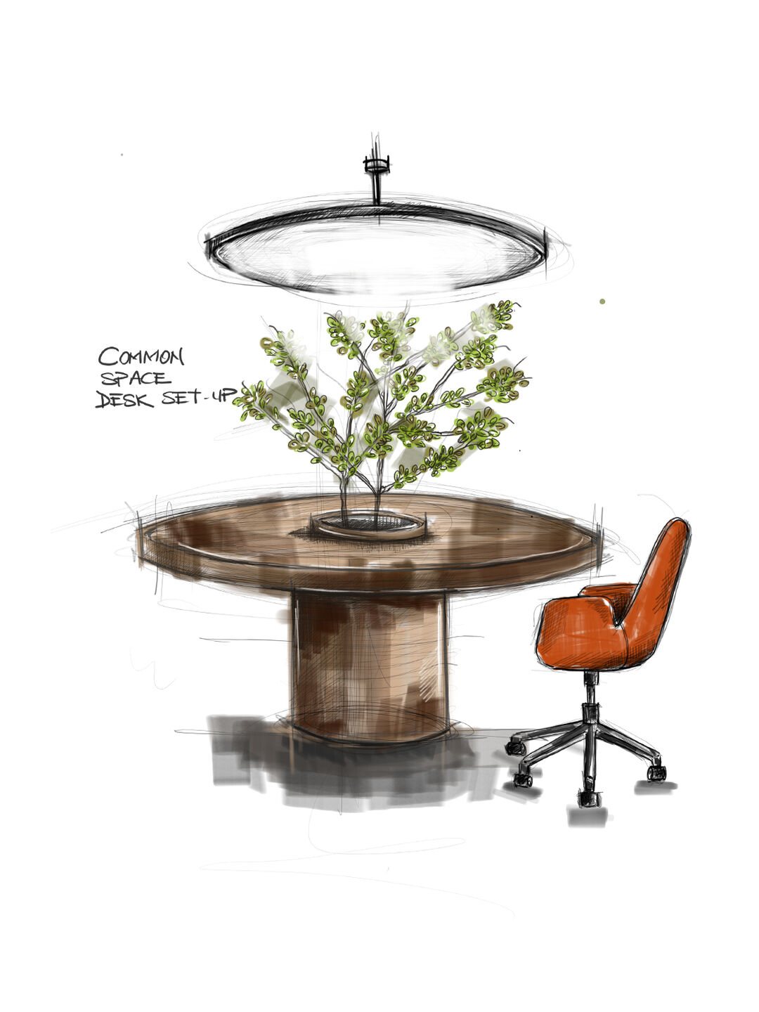 Sketch of Free Work-zone Desk