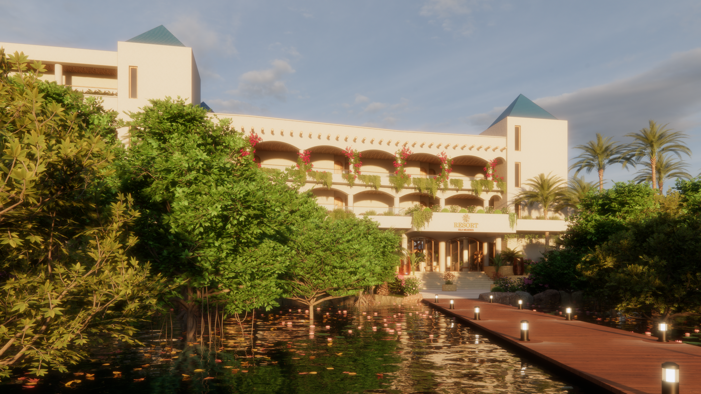 Exterior view from the lagoon
