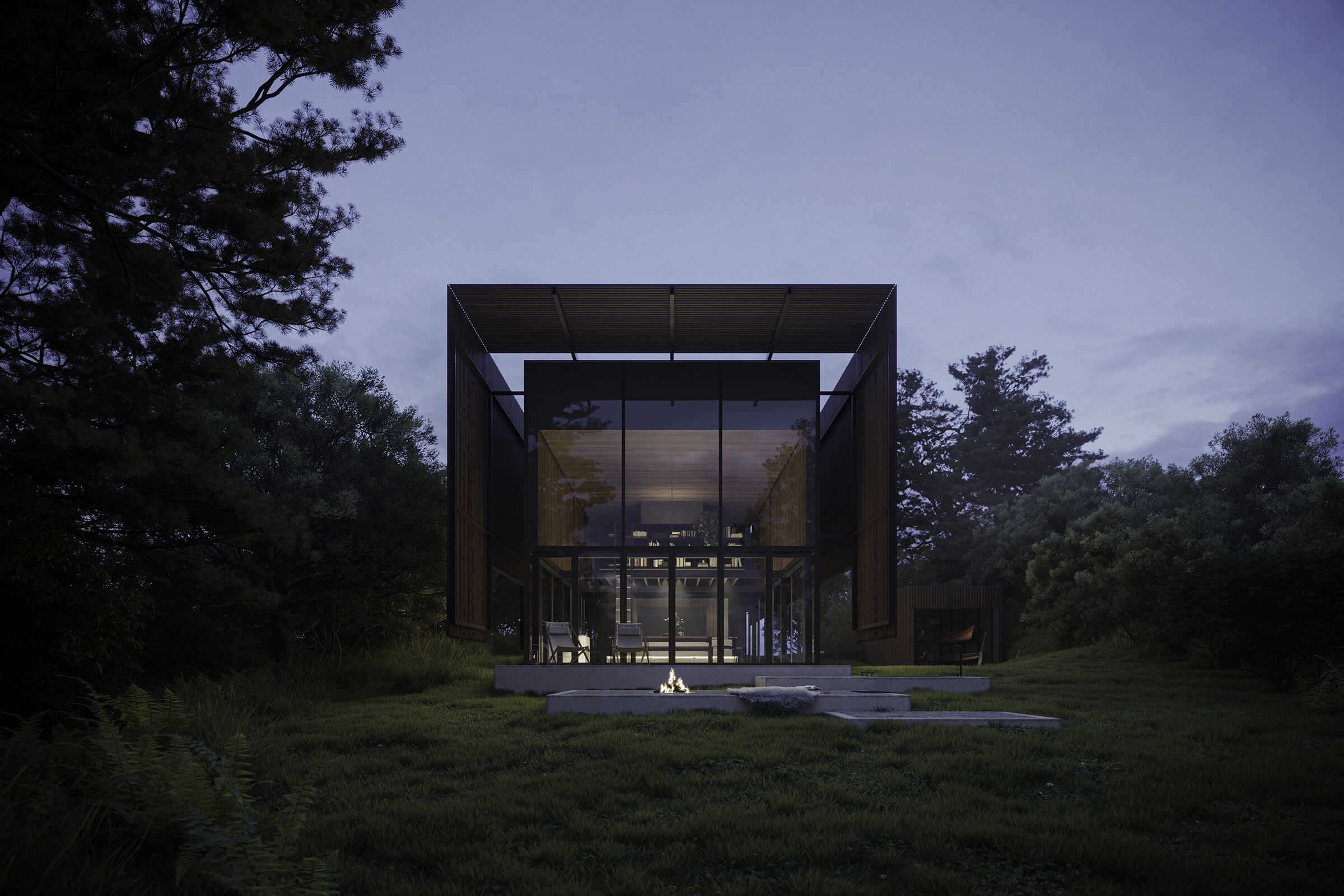 Plinth House is embedded into the landscape, before emerging and opening up to the ocean beyond.