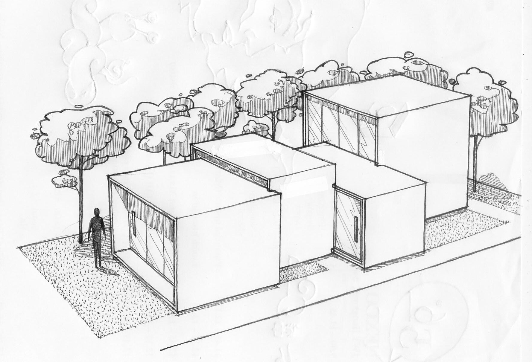 Sketched proposal for the rear house extension.