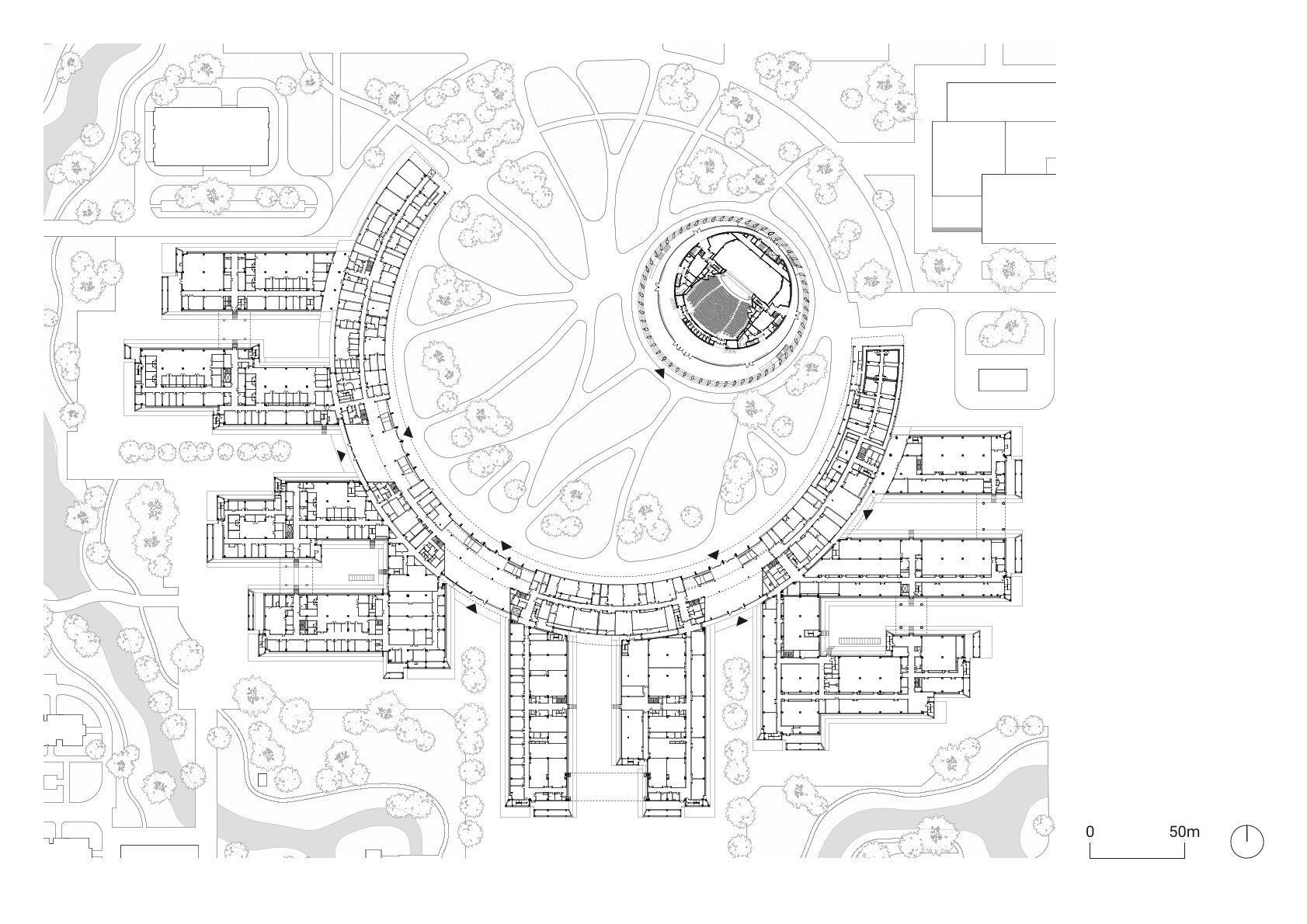 Ground floor plan Academic Core, original scale 1:1000
