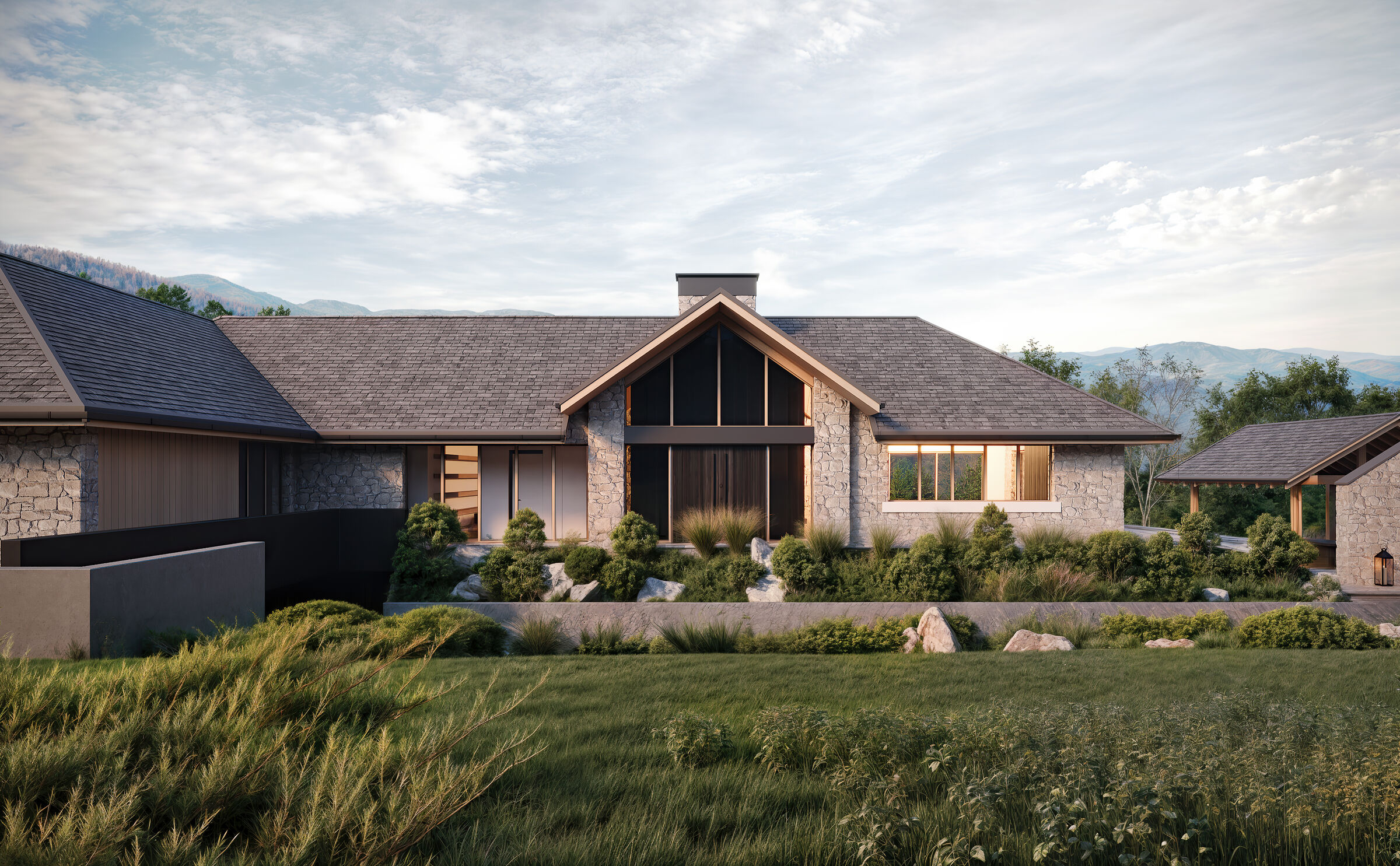 A composition of volumes creates a dynamic silhouette while preserving visual harmony with the landscape.