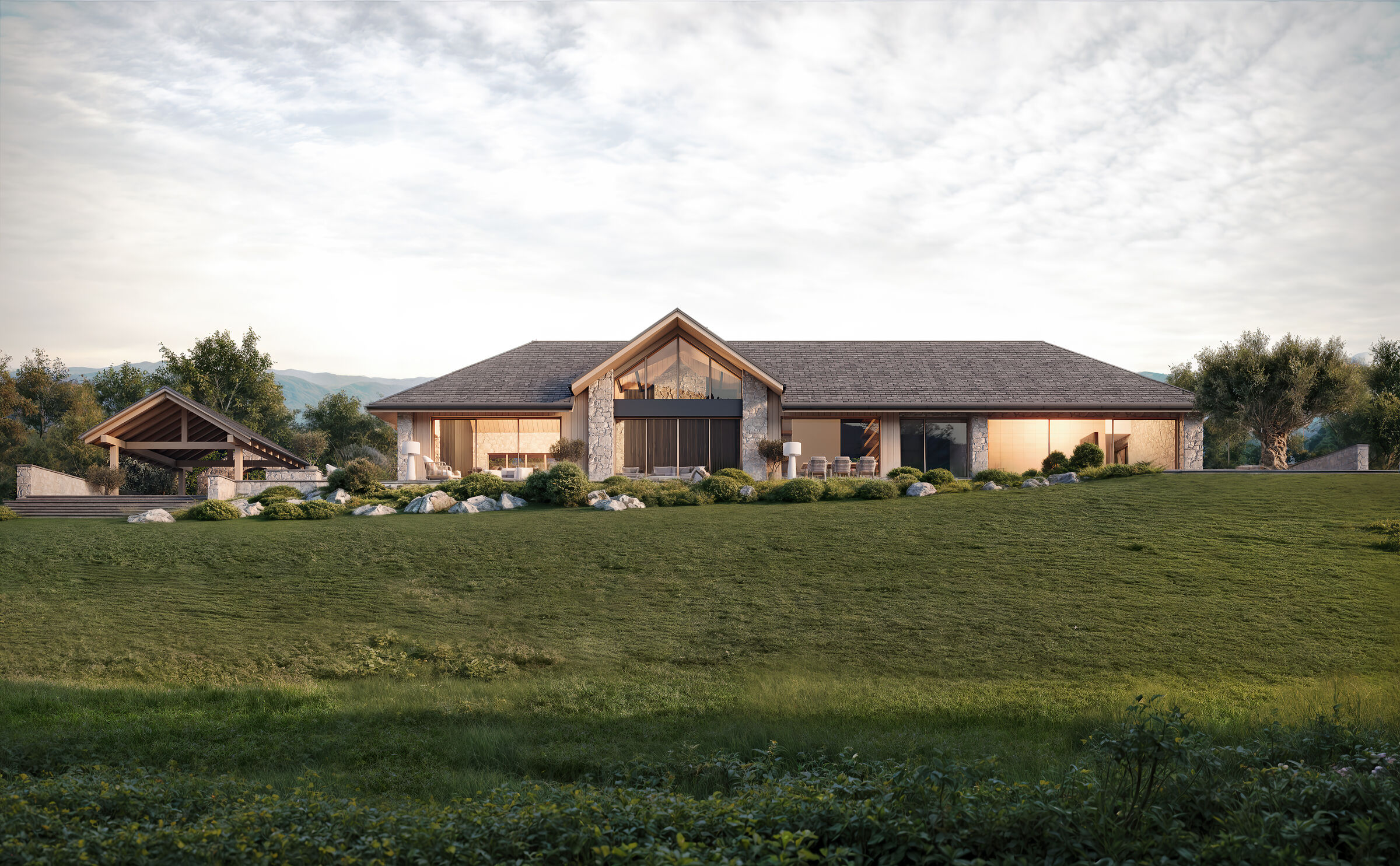 The architecture balances openness and shelter, offering protection while remaining fully engaged with its surroundings.