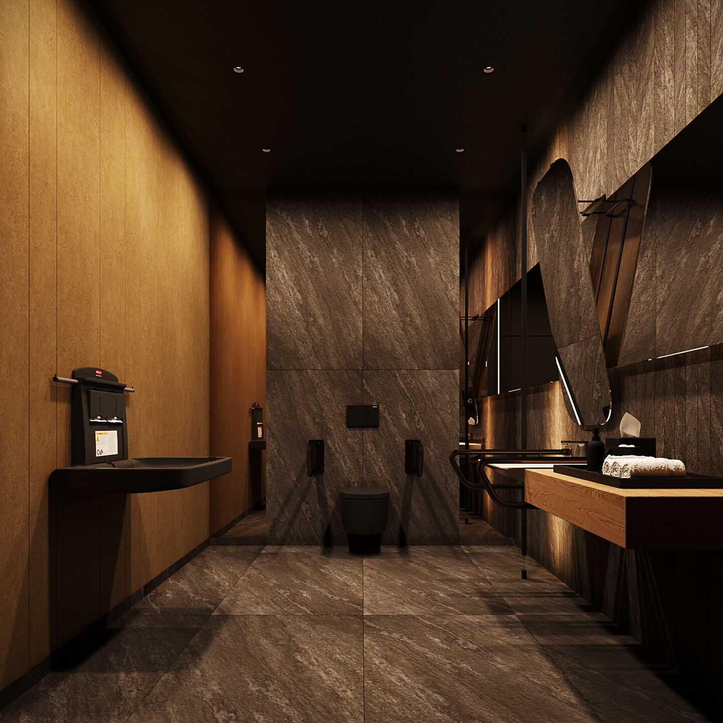 A restrained composition of stone and light defines a calm, monolithic interior.