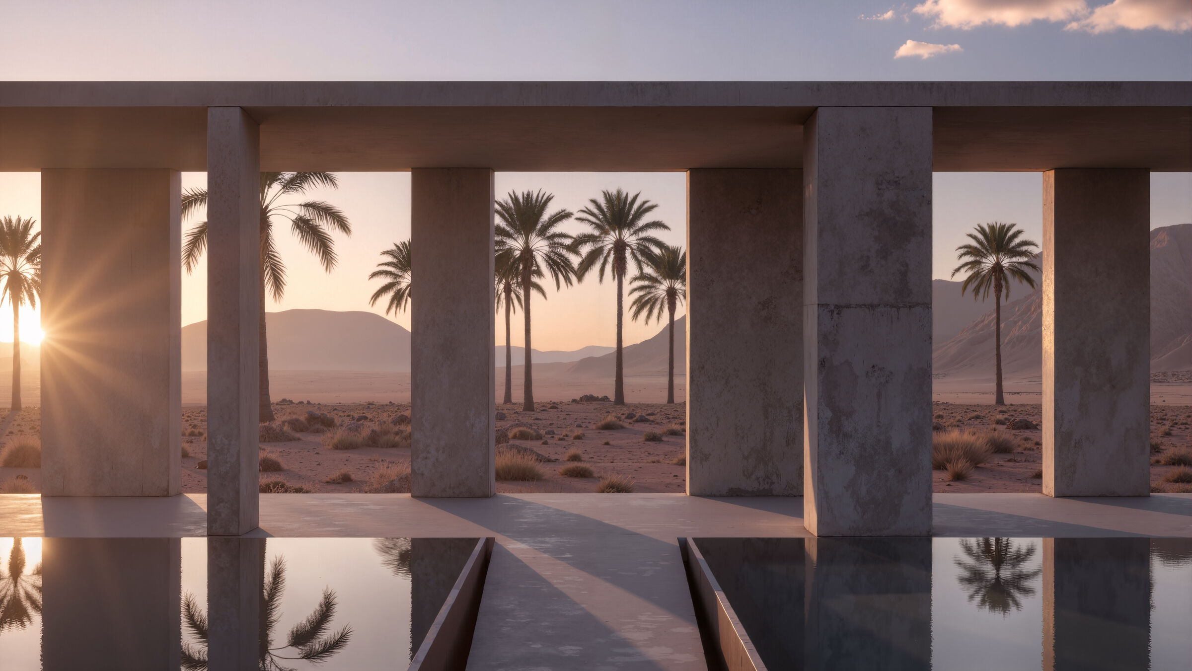 Courtyard microclimate — Gardens and pools in the desert context