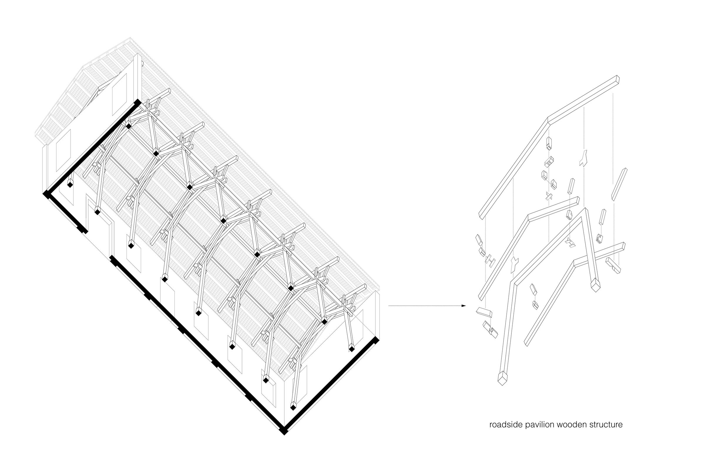 Upward axonometric view of the woven structure