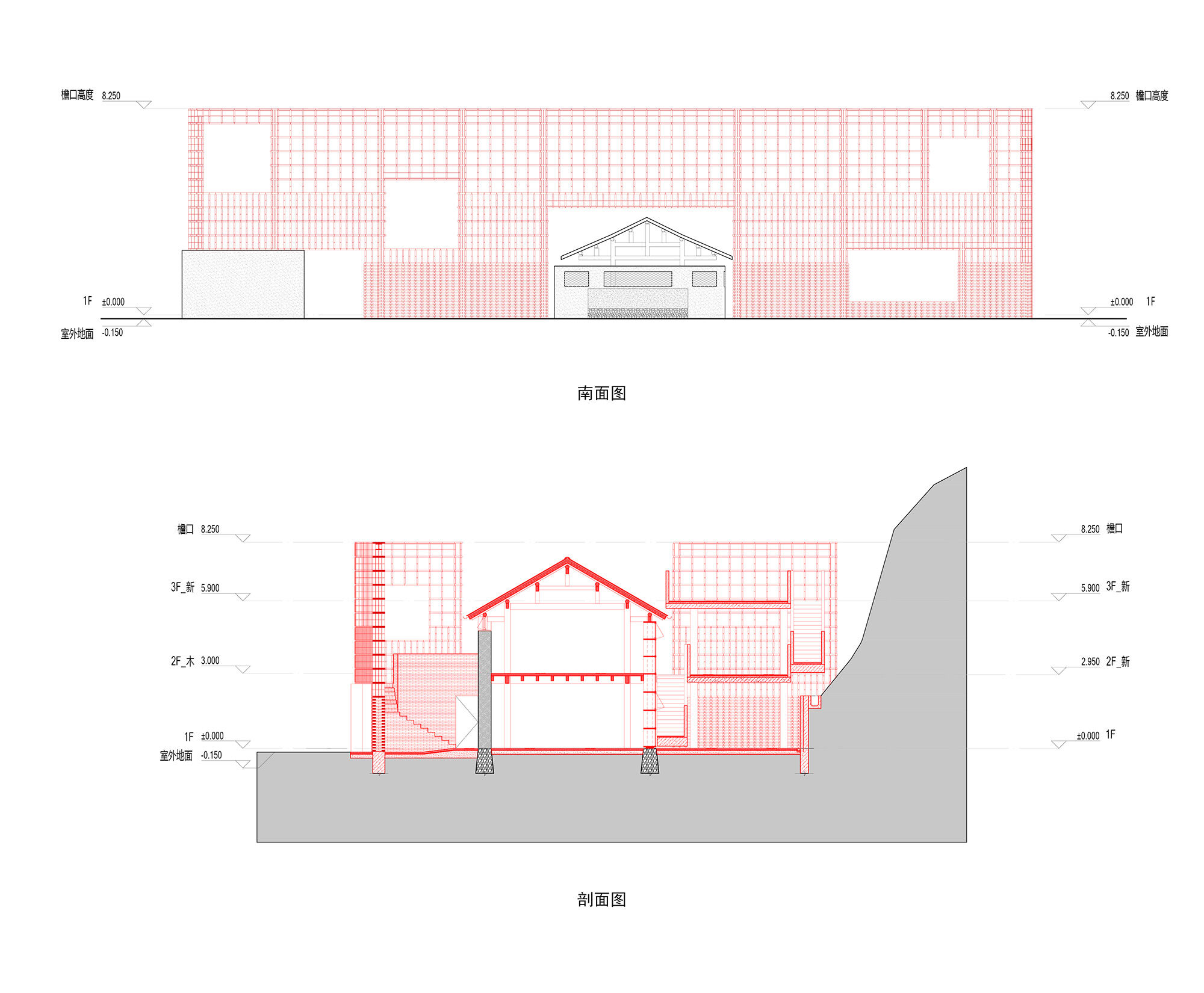 Elevation and Section
