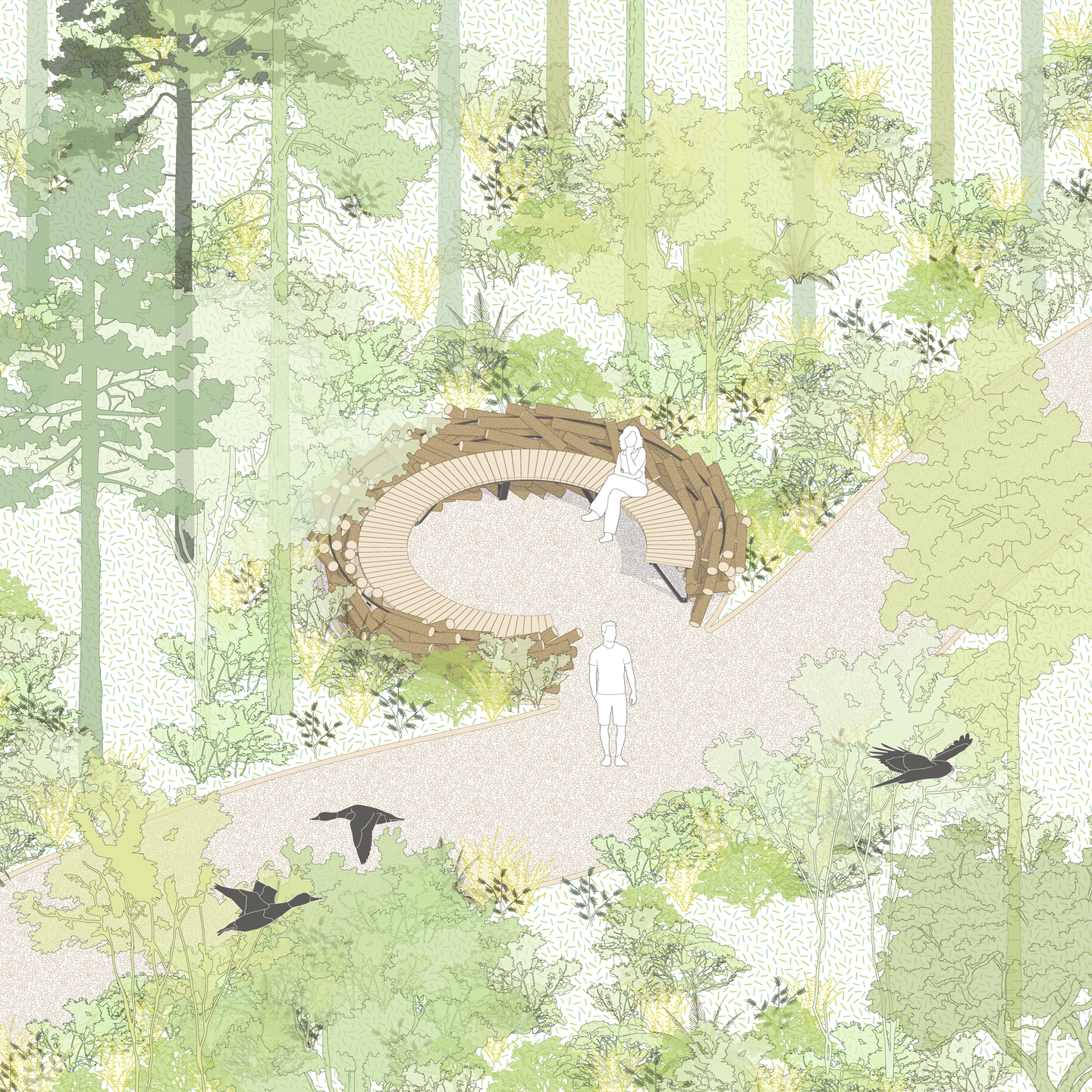Nest-shaped bench