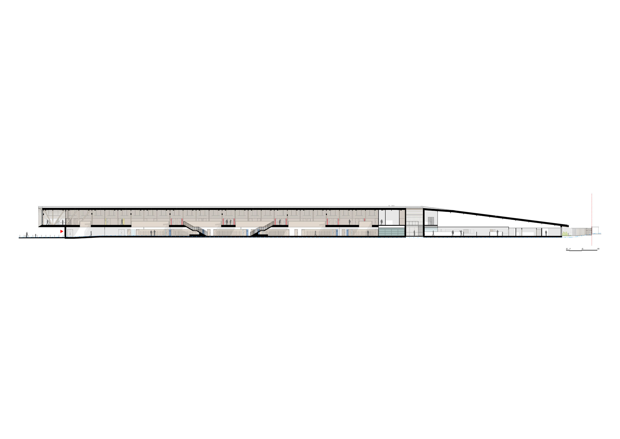 Lateral cross-section of school