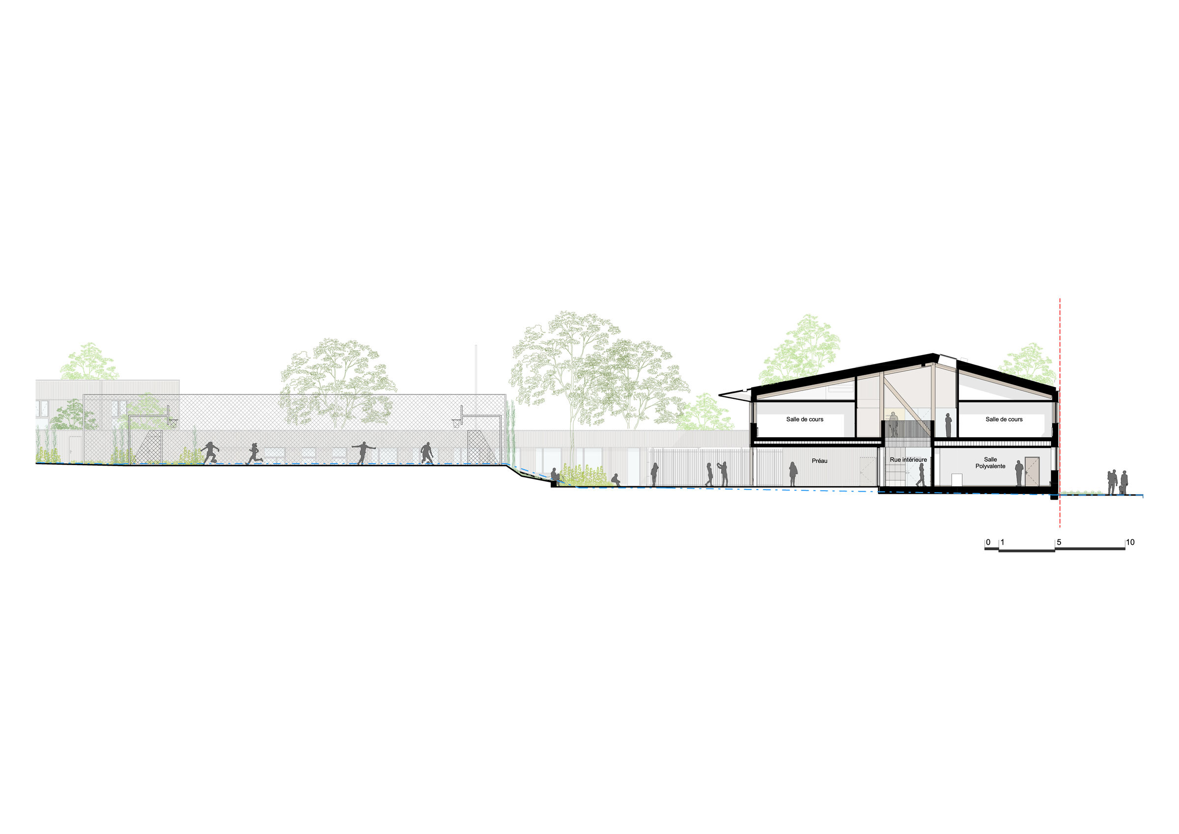 Cross-section of main school building