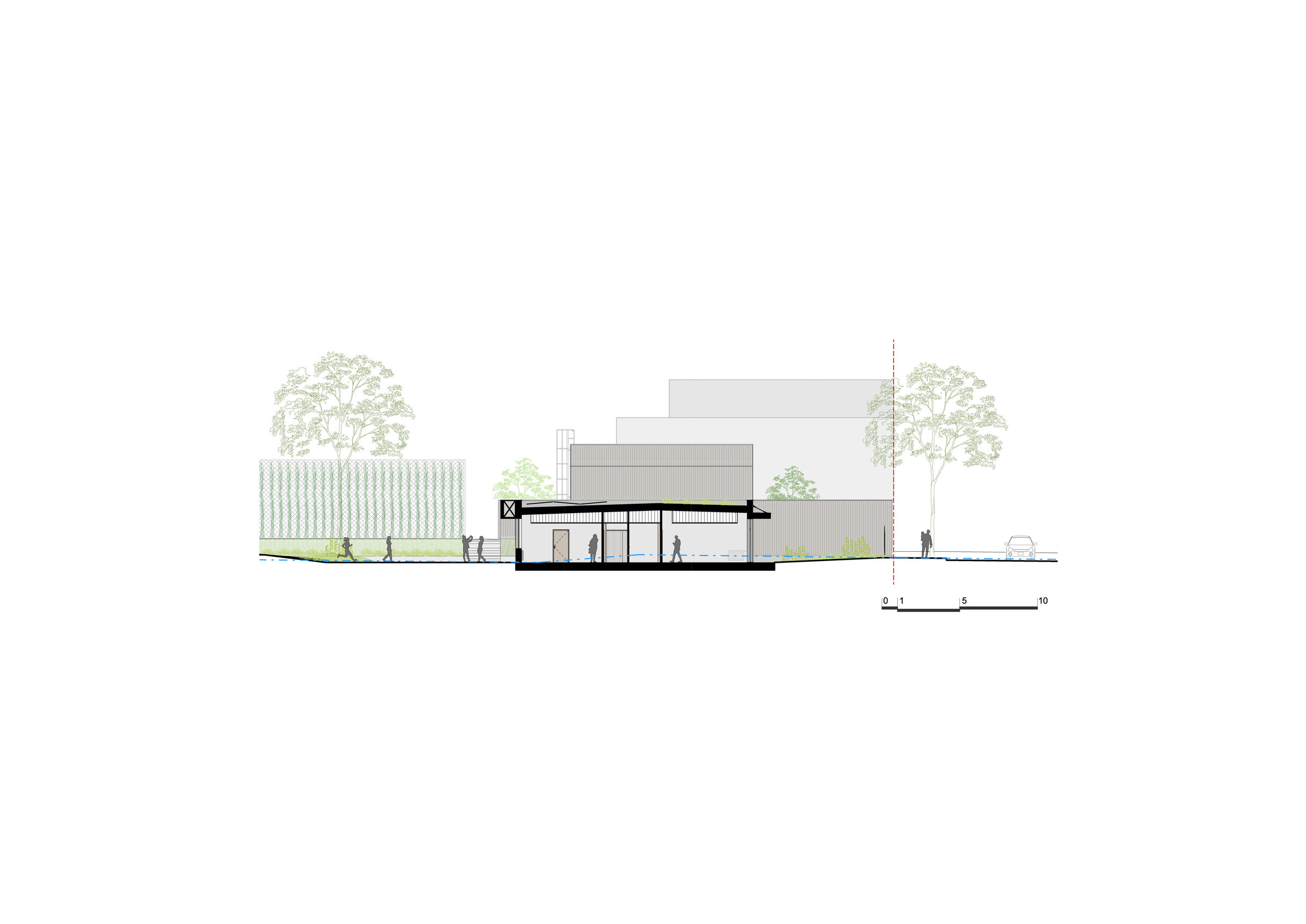 Cross-section of administration building - admin end