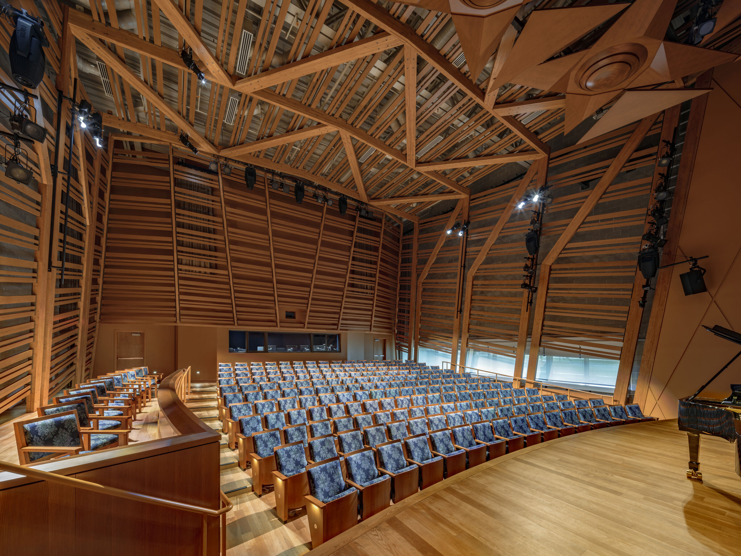Unusual for a performance hall, there are windows to the outside.
