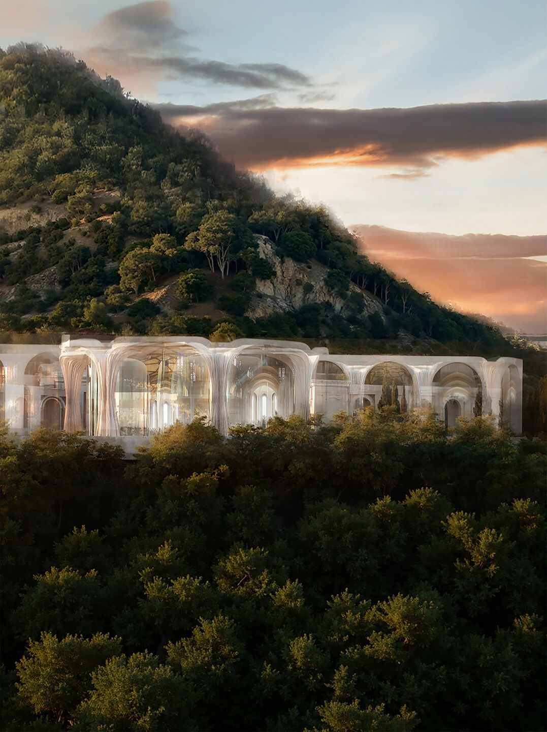 Aerial Majesty: The Eternal Cross Over the Autumnal Valley