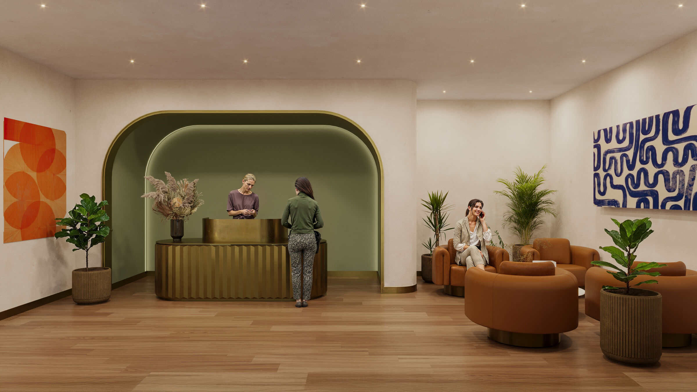 Front Desk, welcoming as a living room.