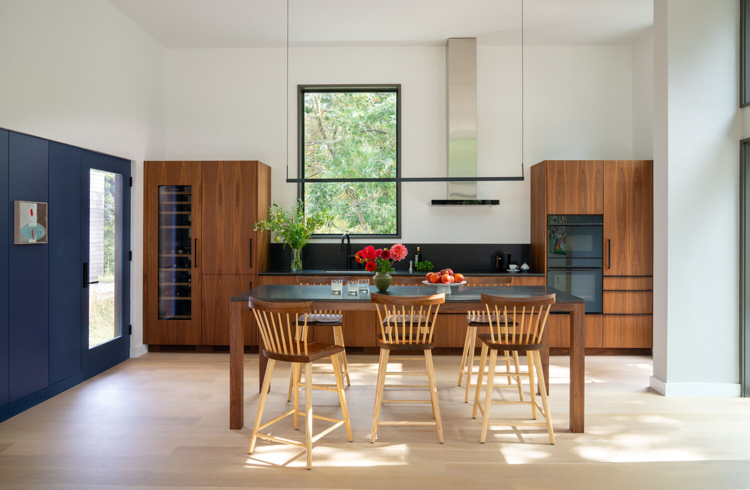 Modern Walnut Kitchen with Custom Table