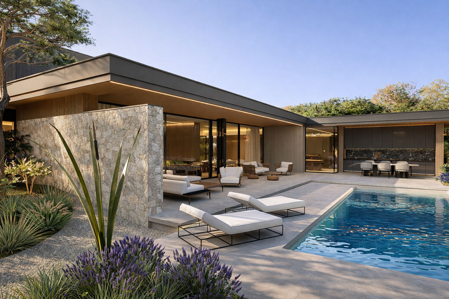 Outdoor terrace with private swimming pool