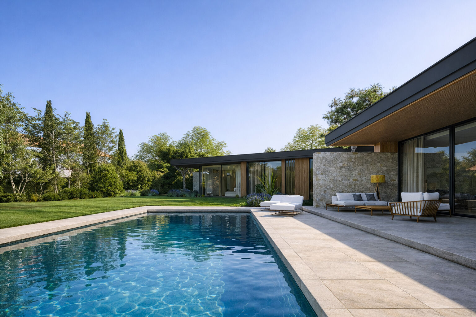 Outdoor terrace with private swimming pool