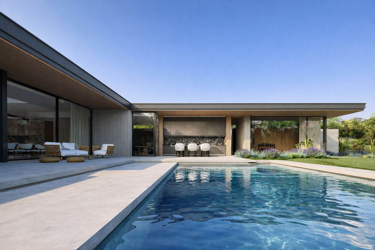 Outdoor terrace with private swimming pool