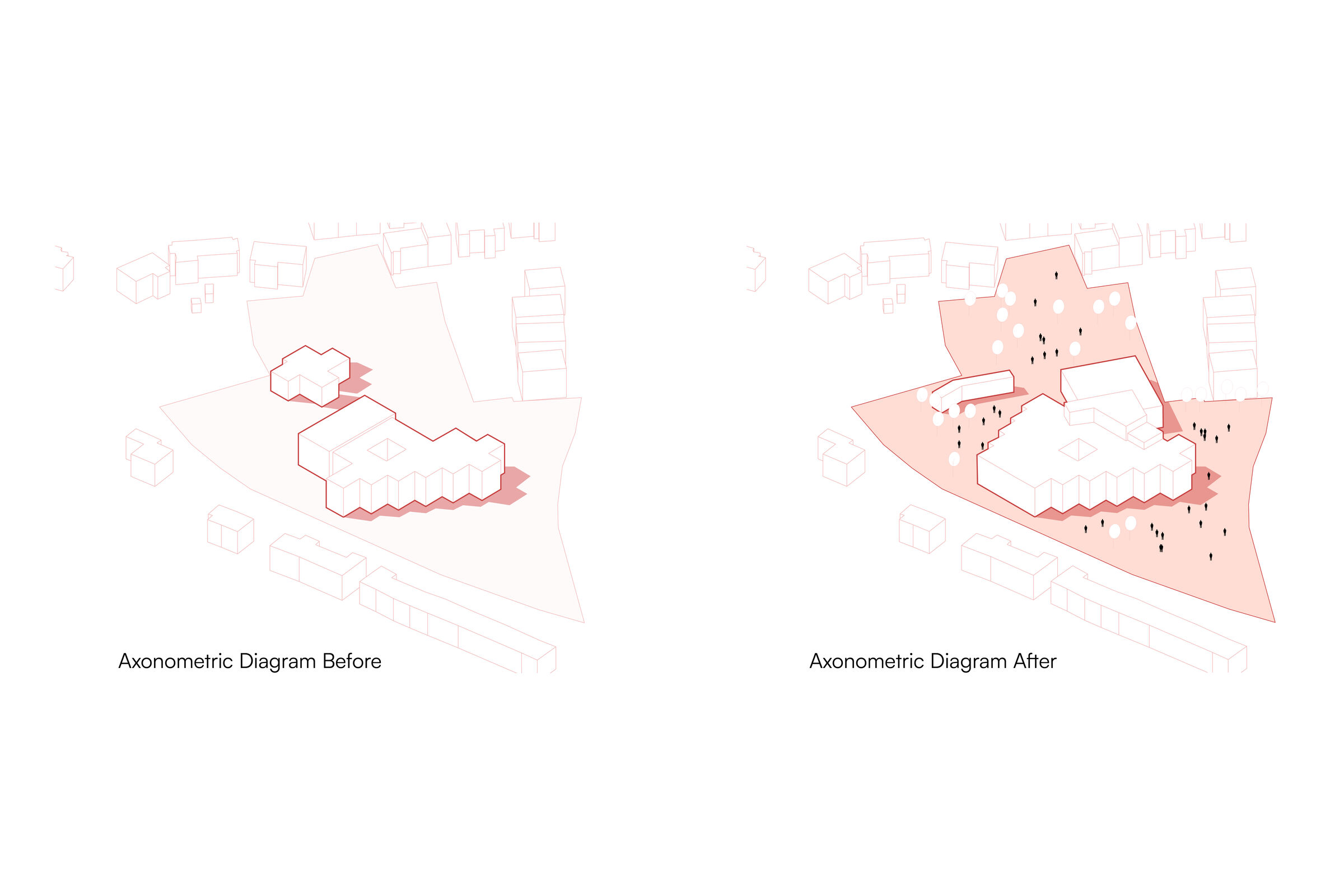 Axonometric Diagram Before and After