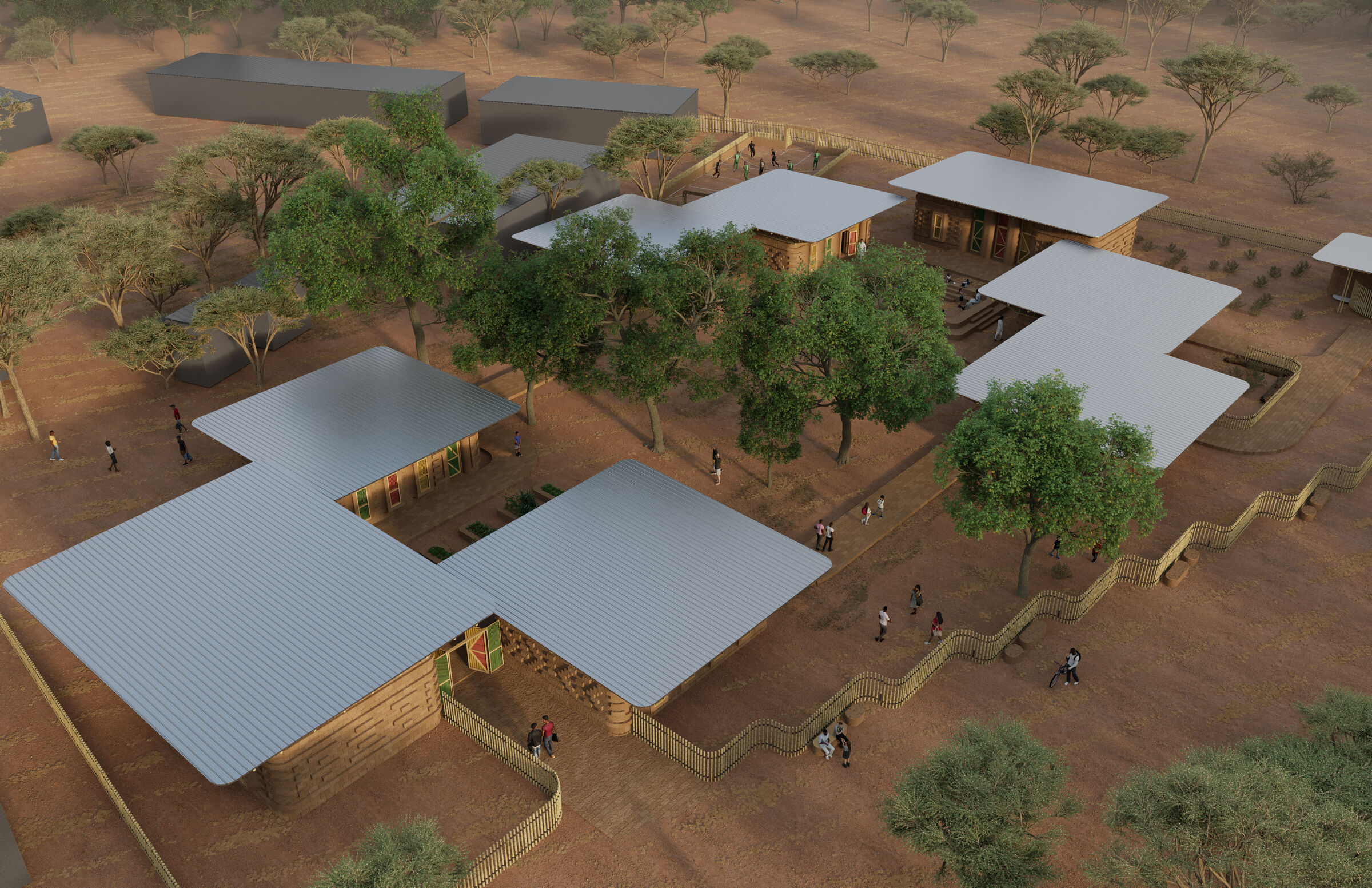 The overall plan preserves existing trees.