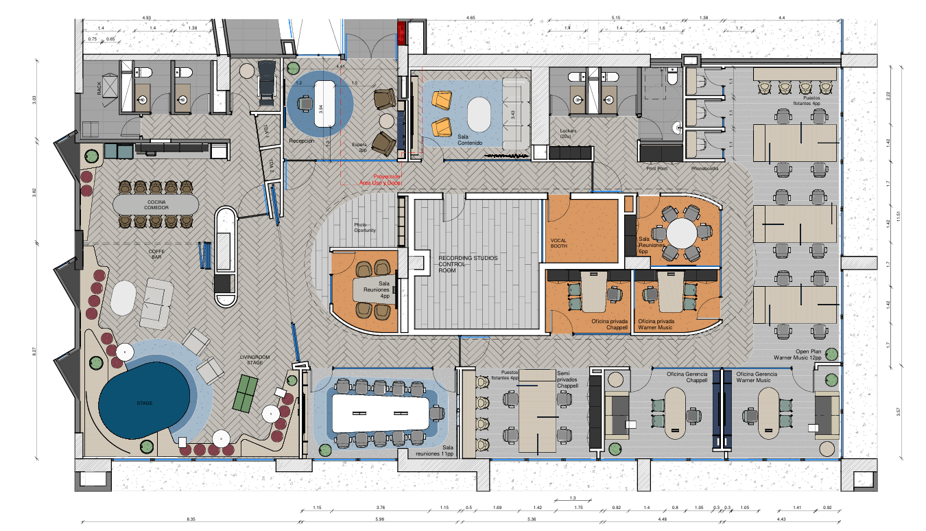 Warner Music Group Offices in Santiago, Chile. Design and construction by Contract Workplaces.