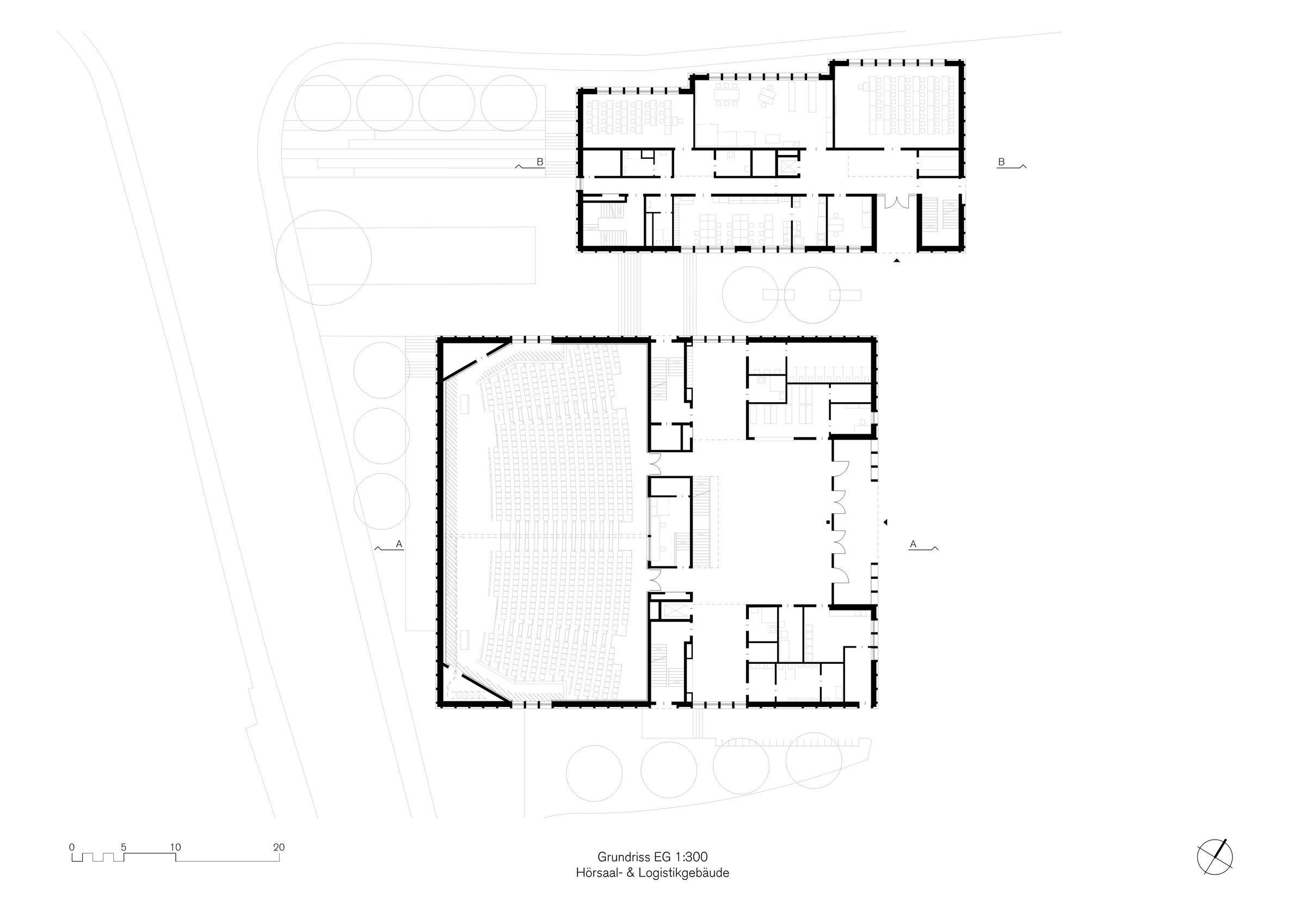 Ground floor of lecture hall and logistics laboratory