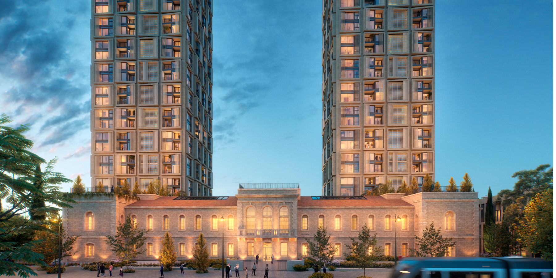 Midtown Jerusalem masterplan by De La Fontaine Architecture – aerial urban view
