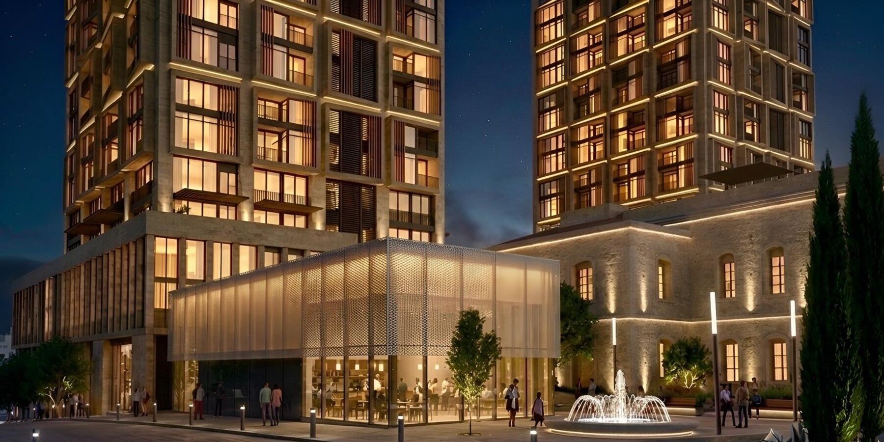 Midtown Jerusalem public realm by De La Fontaine Architecture – mixed-use podium and street life
