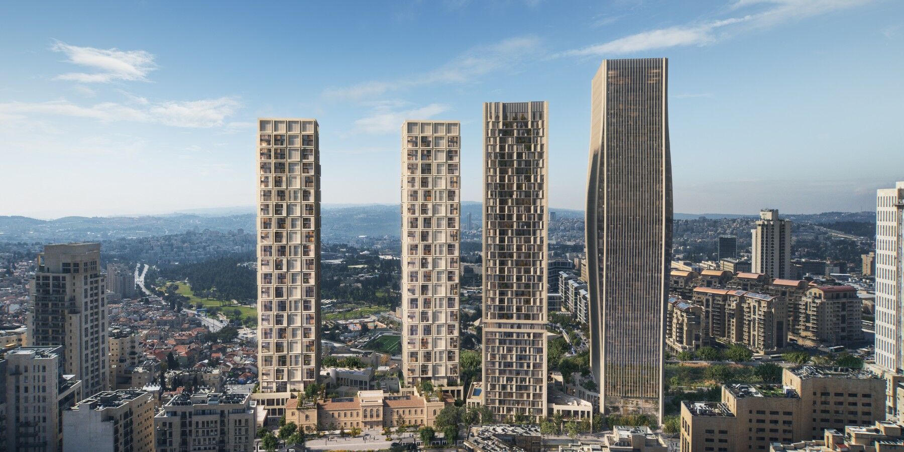 Midtown Jerusalem towers by De La Fontaine Architecture – skyline and residential buildings