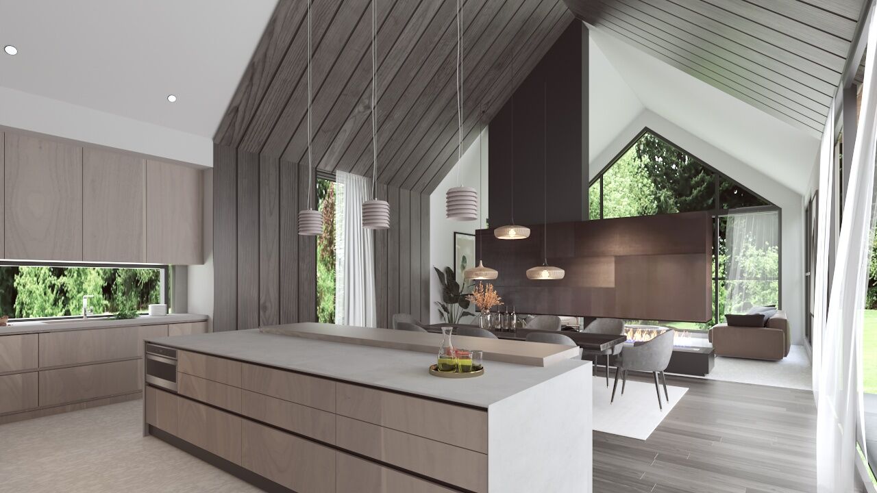 Interior Kitchen and Dining Render