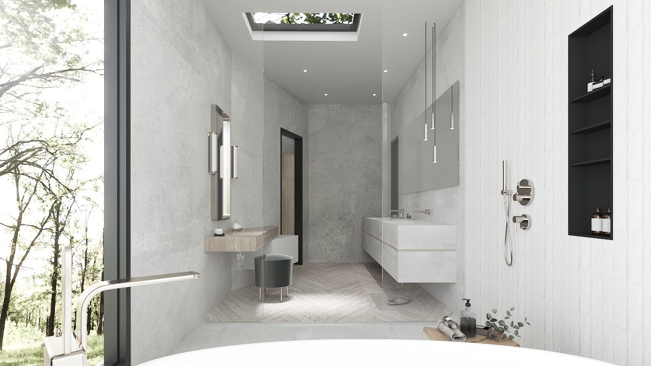 Interior Primary Bathroom Render