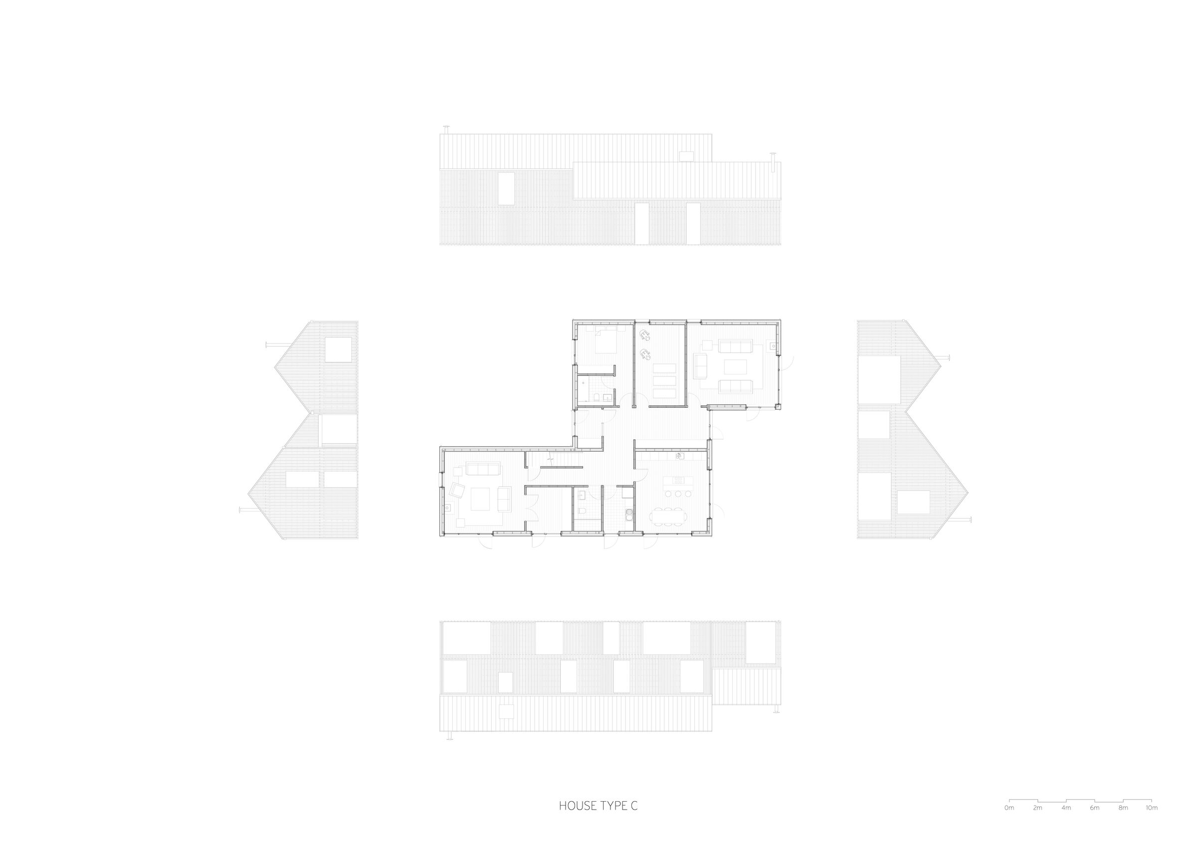 House Type C - Ground Floor Plan + elevations