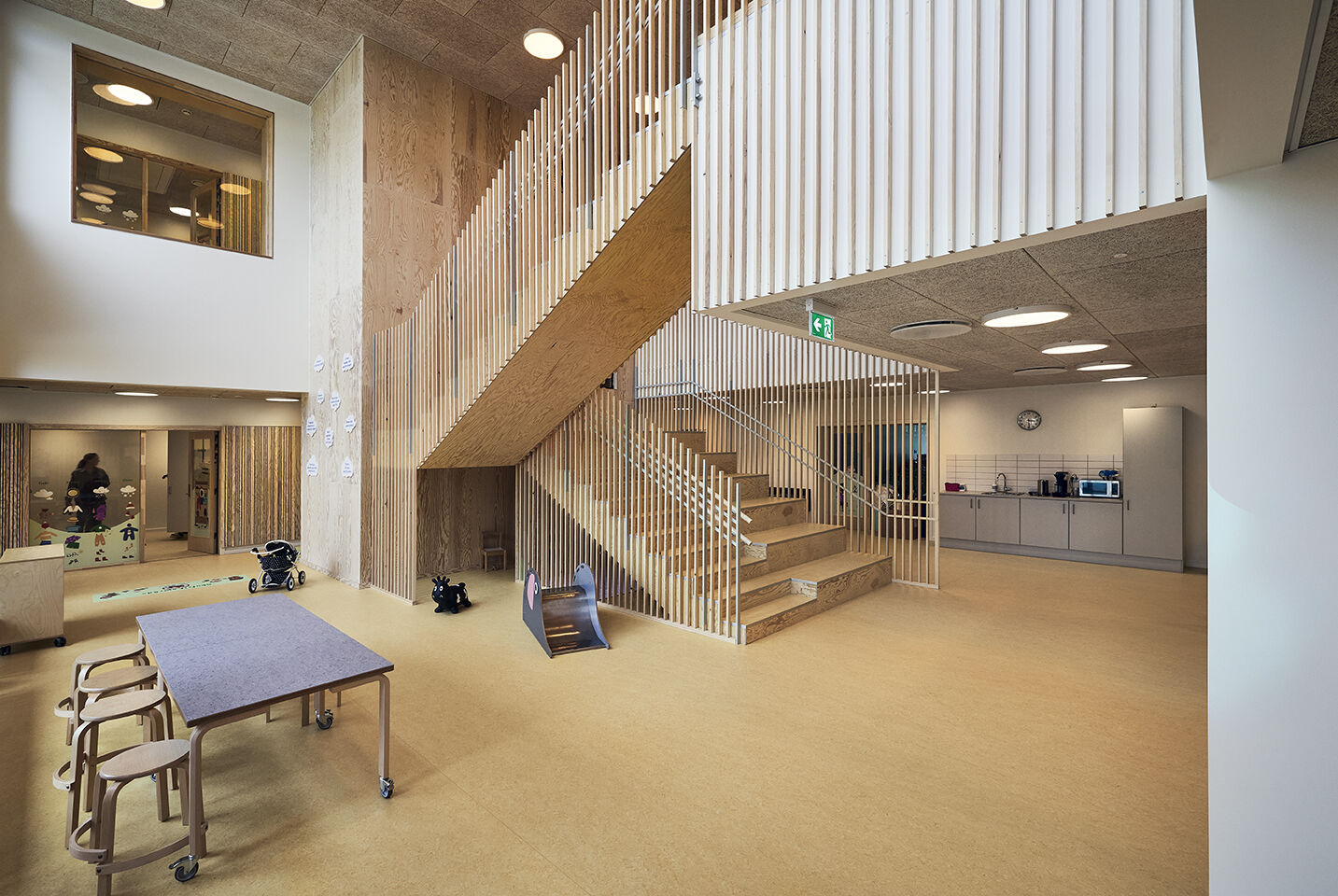 The stairwell creates a connection between the ground floor and the first floor