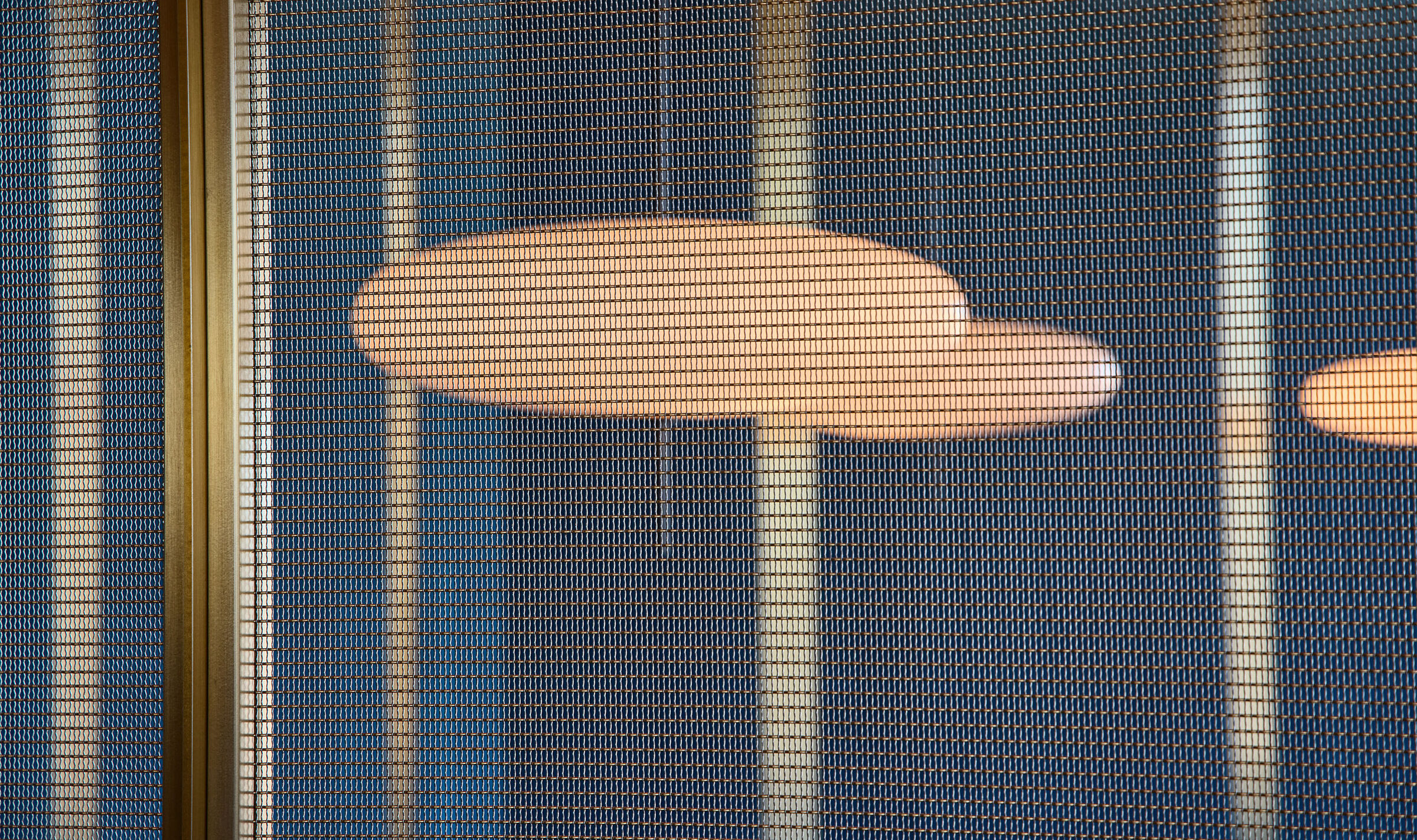 Decorative woven wire mesh IPZ-25 installed in corporate interior design as a space divider.