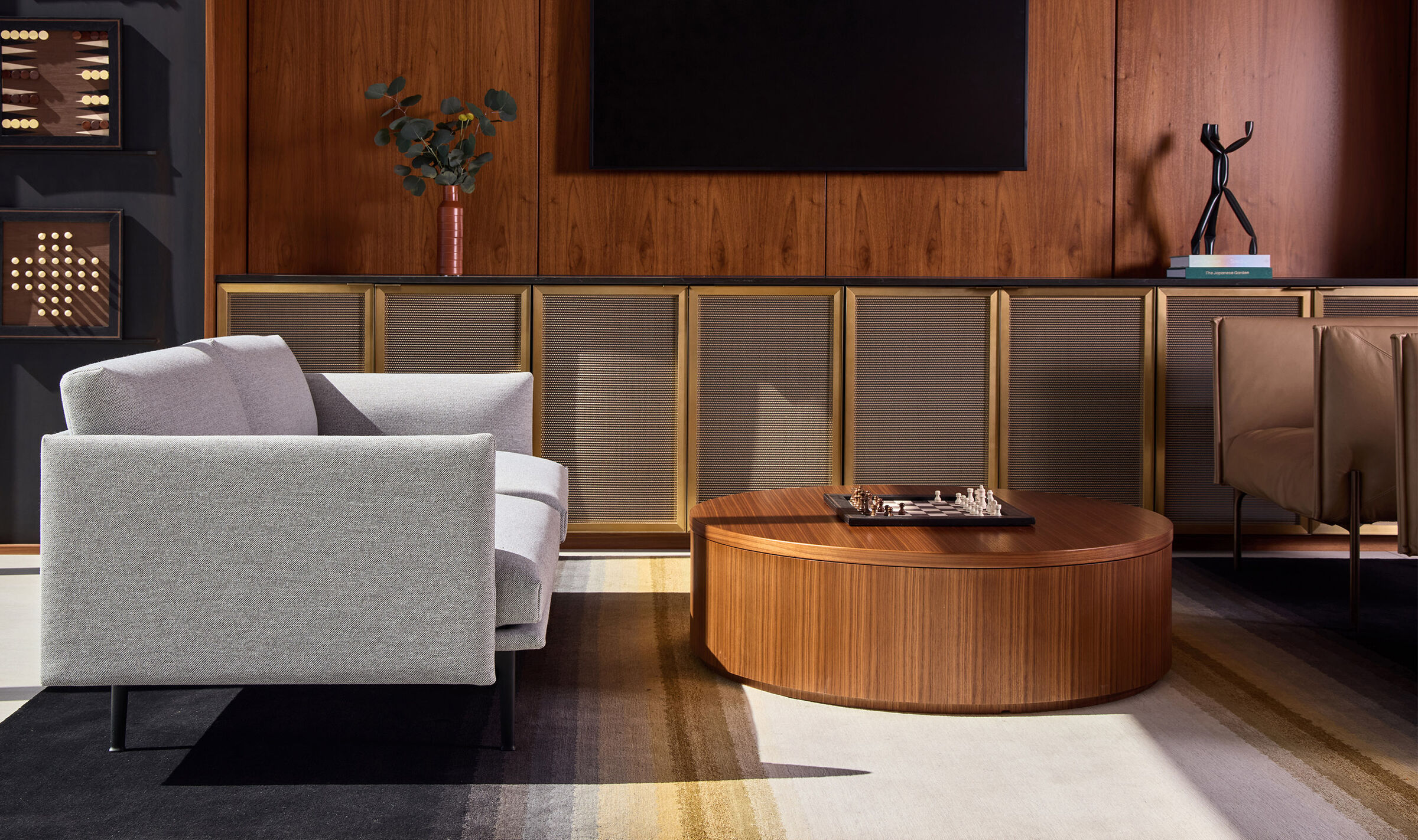 Woven Wire Mesh cladding cabinetry in corporate settings