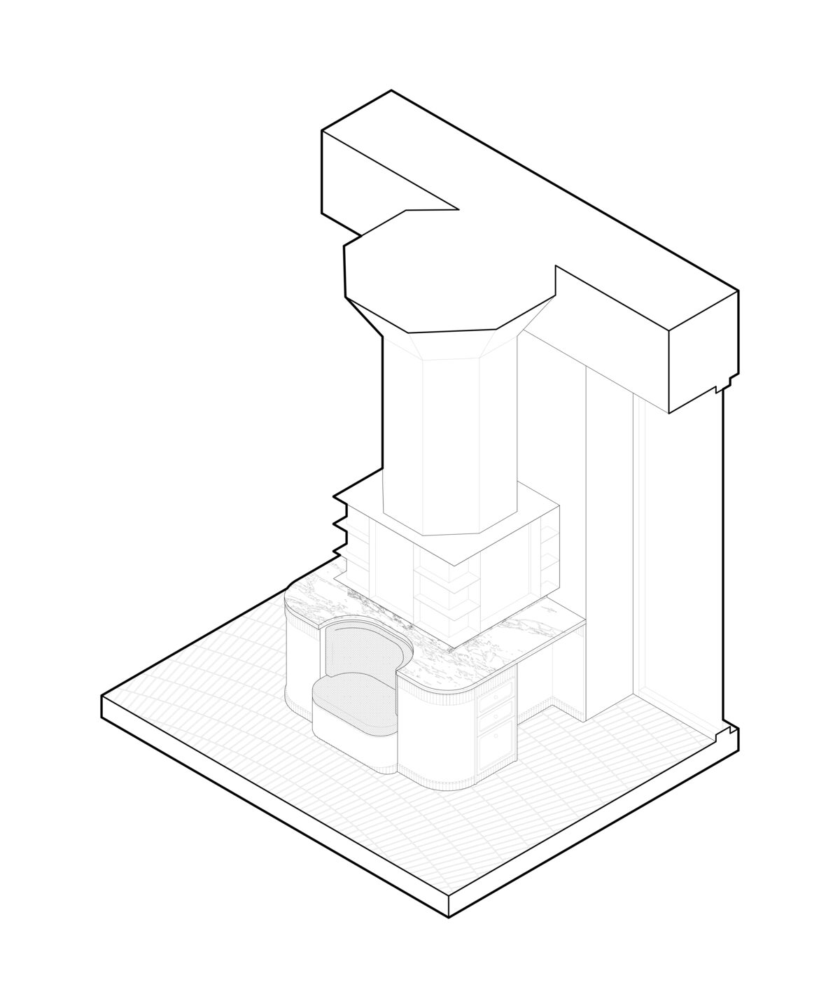 Makeup Station Axonometric Drawing