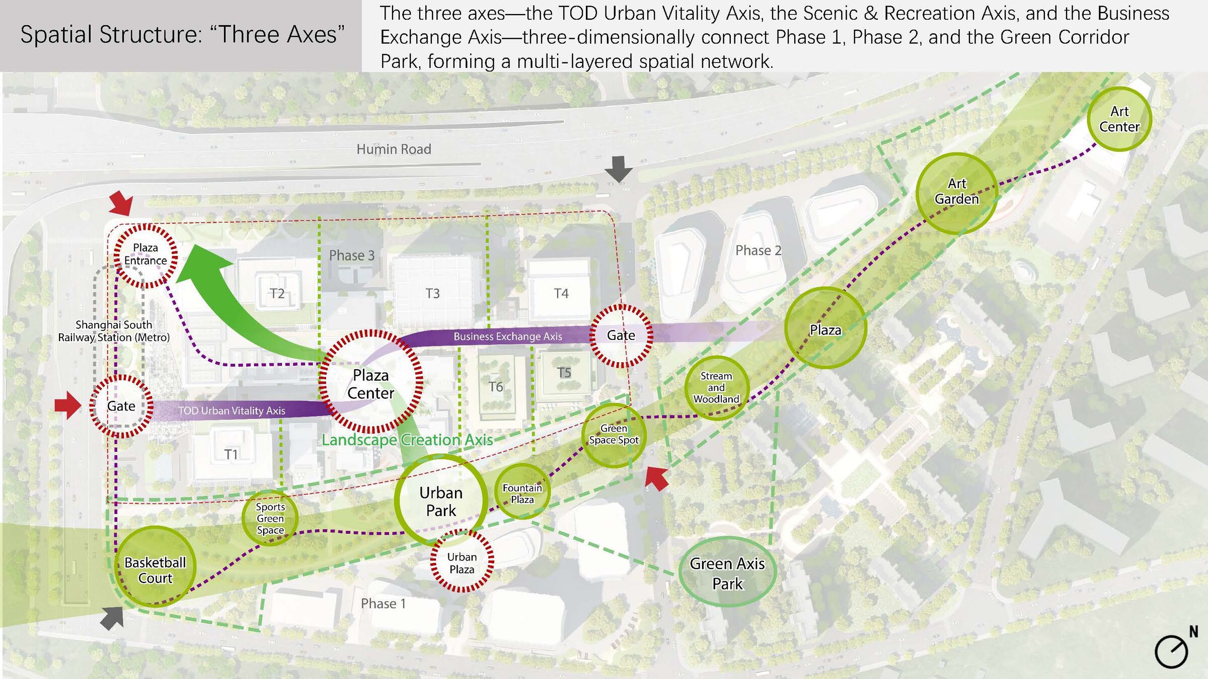 “Triple-Axis” Public Space Composition