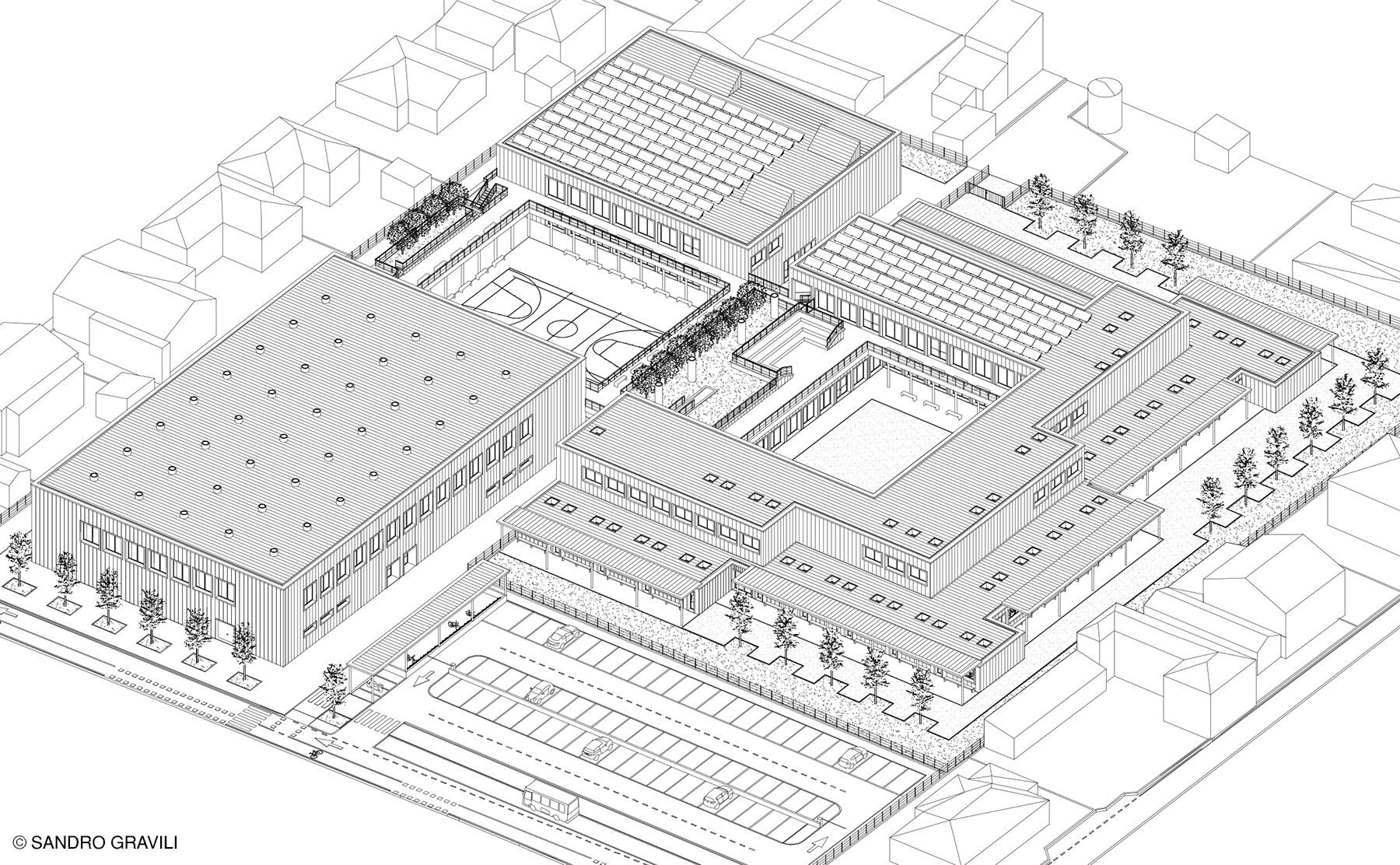 Biassono Primary School — Axonometric View