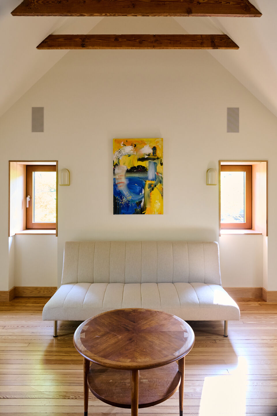 Accessible Masonry Gut Renovation - Interior - gabled space.