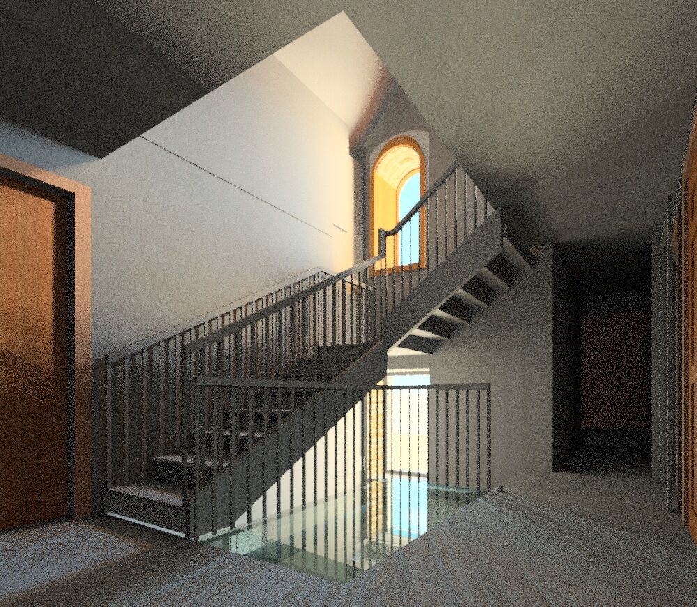 Accessible Masonry Gut Renovation - Interior rendering at stair.