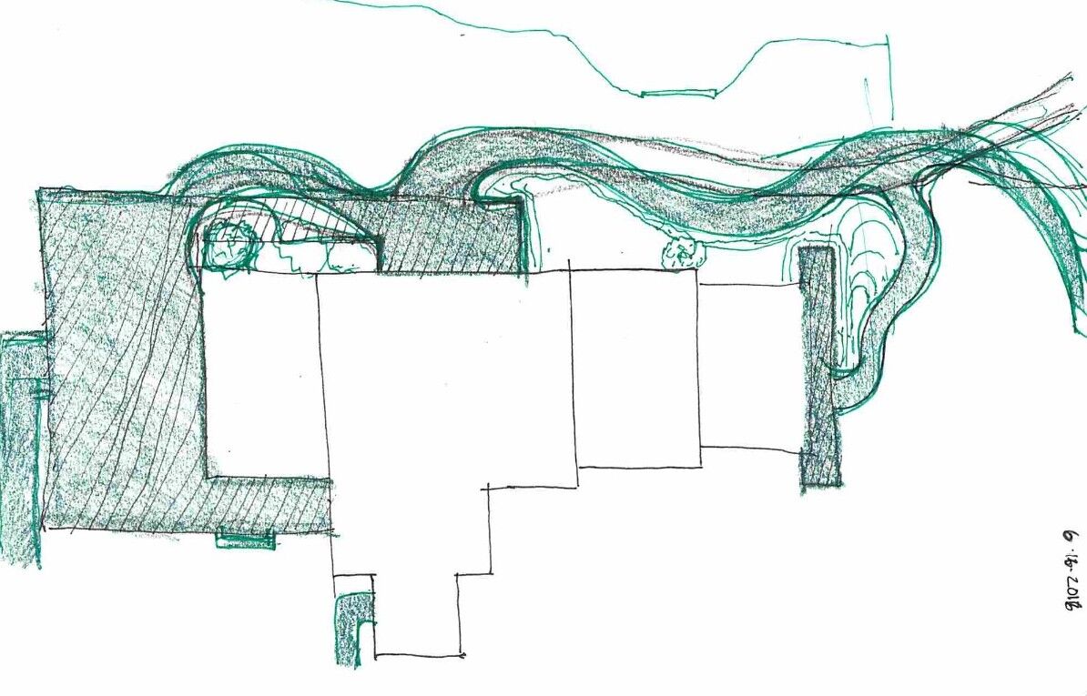 Accessible Masonry Gut Renovation - Exterior. Accessible hardscape - concept sketch.