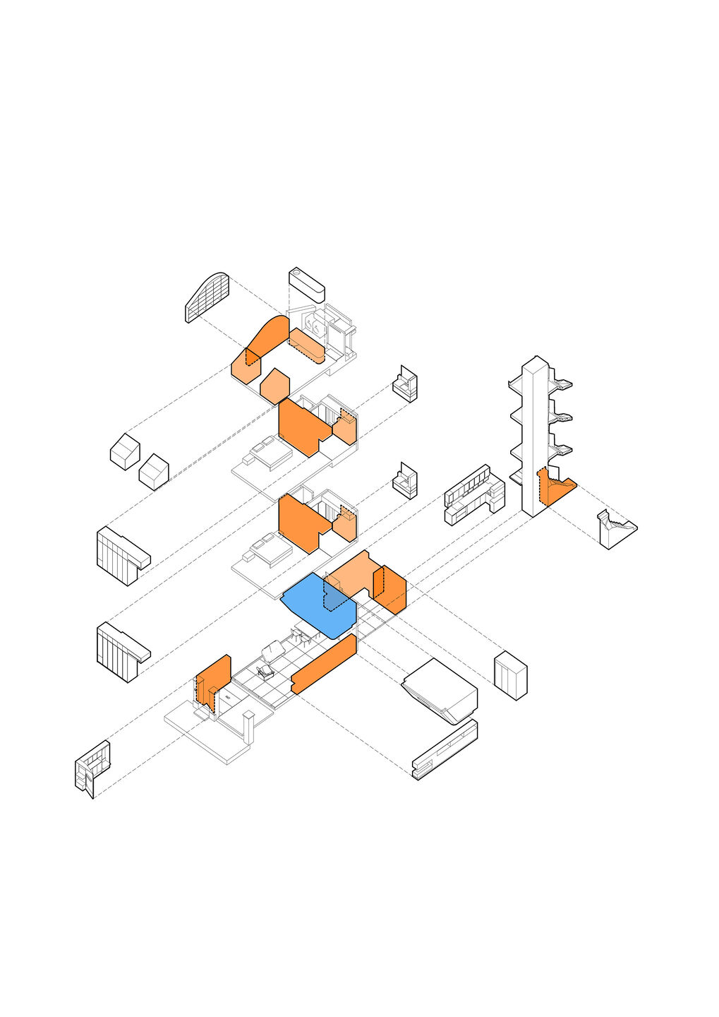 A set of box-like volumes constructed in adherence to the principle of spatial integrity