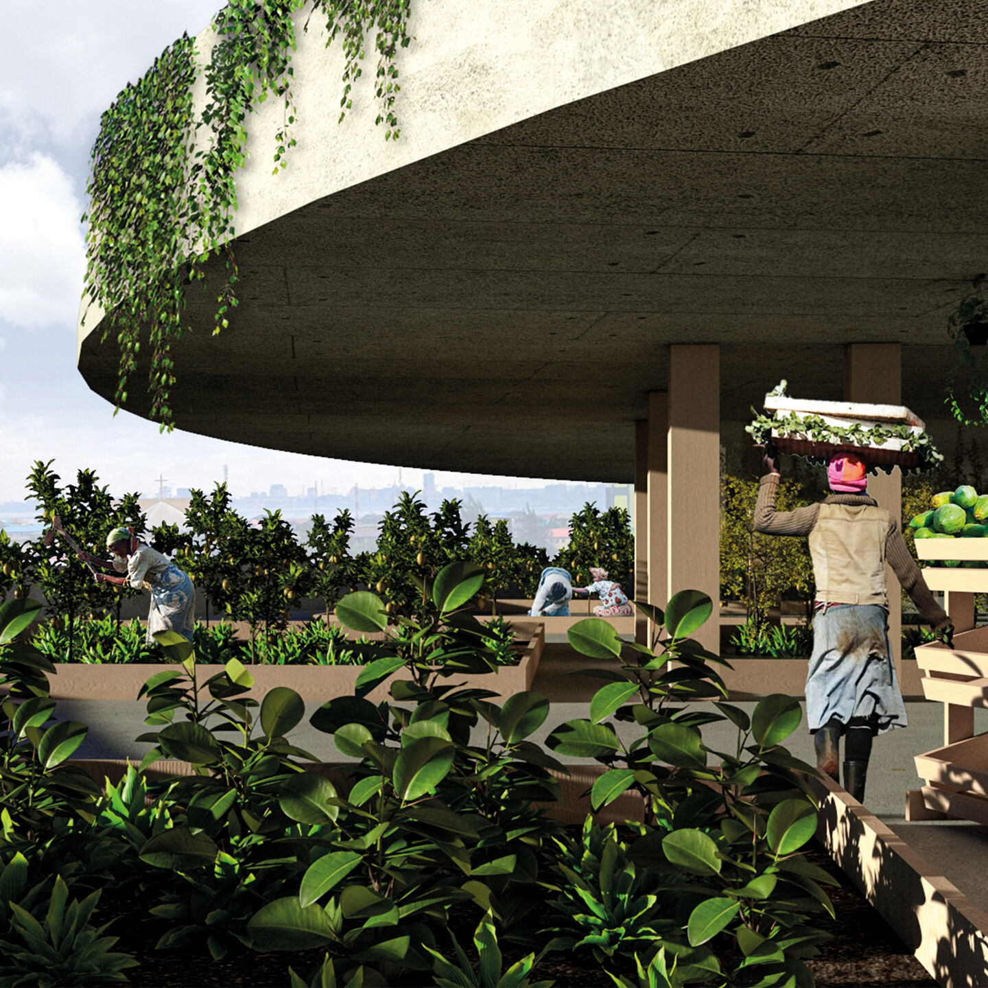 A forward-looking vertical habitat that seamlessly integrates urban farming into modern living, transforming architecture into a productive landscape that supports sustainability, food resilience, and community well-being.