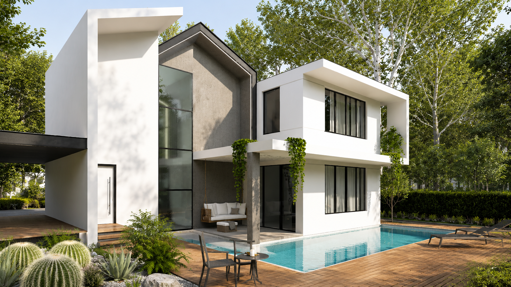 A dialogue between modern geometry and the tranquility of nature.