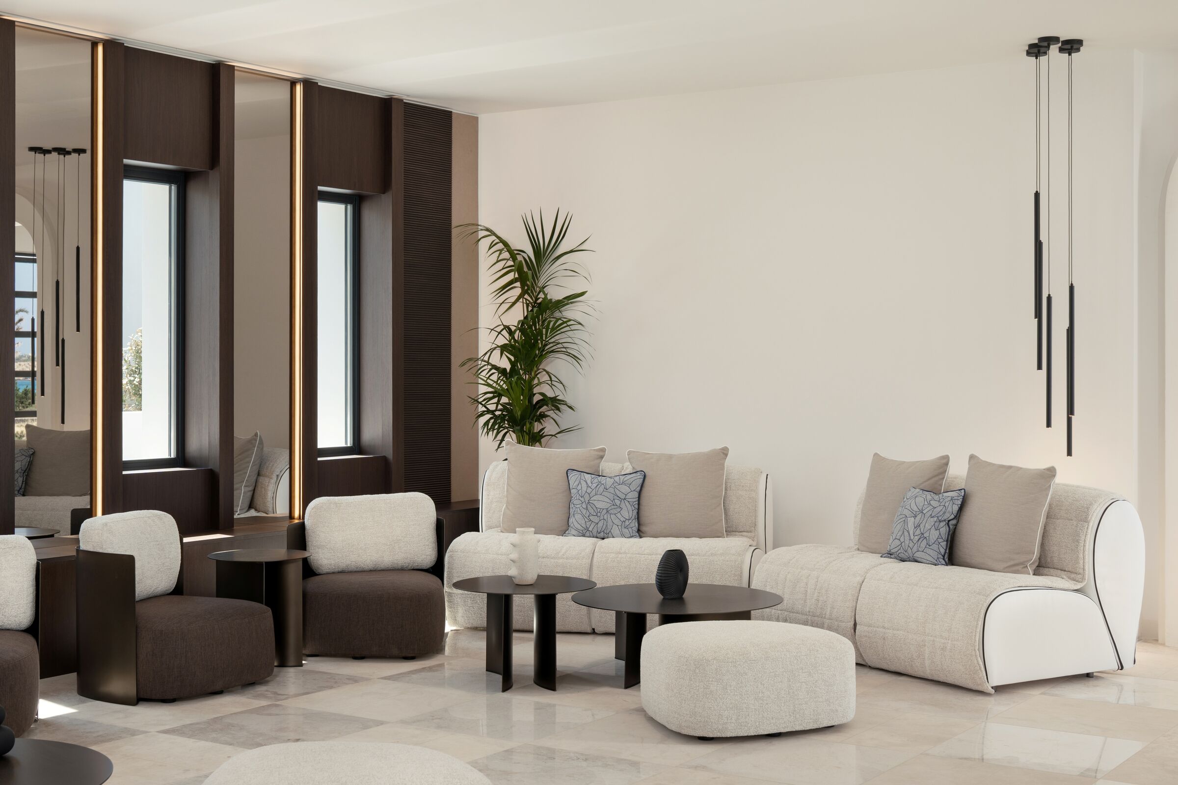 Flora armchairs - Pierre armchairs, pouf, tables