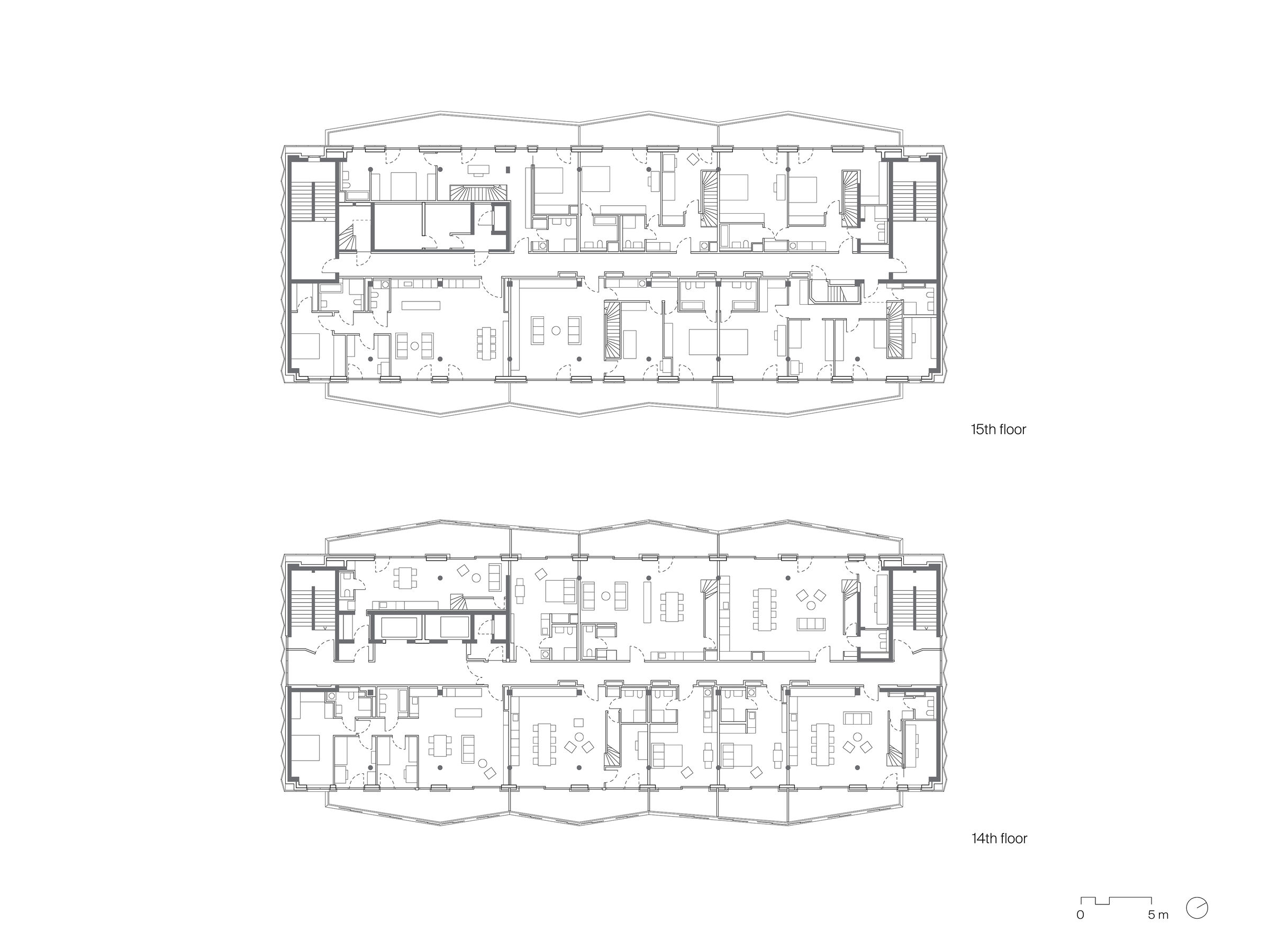 14th & 15th floor plans