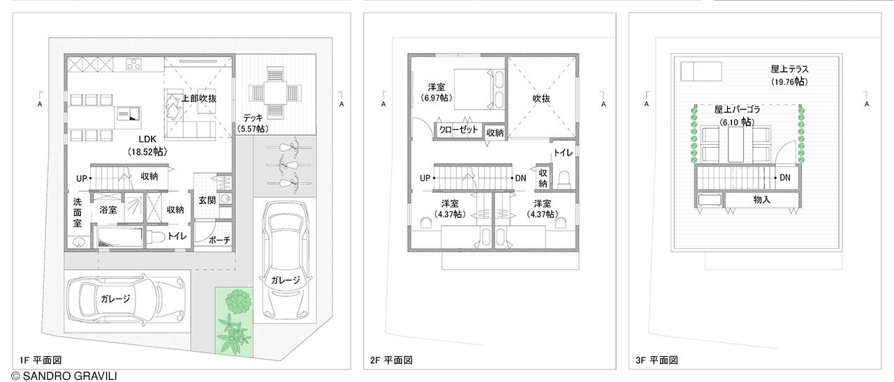 Floor plans showing the compact layout and tatami-based interior proportions.